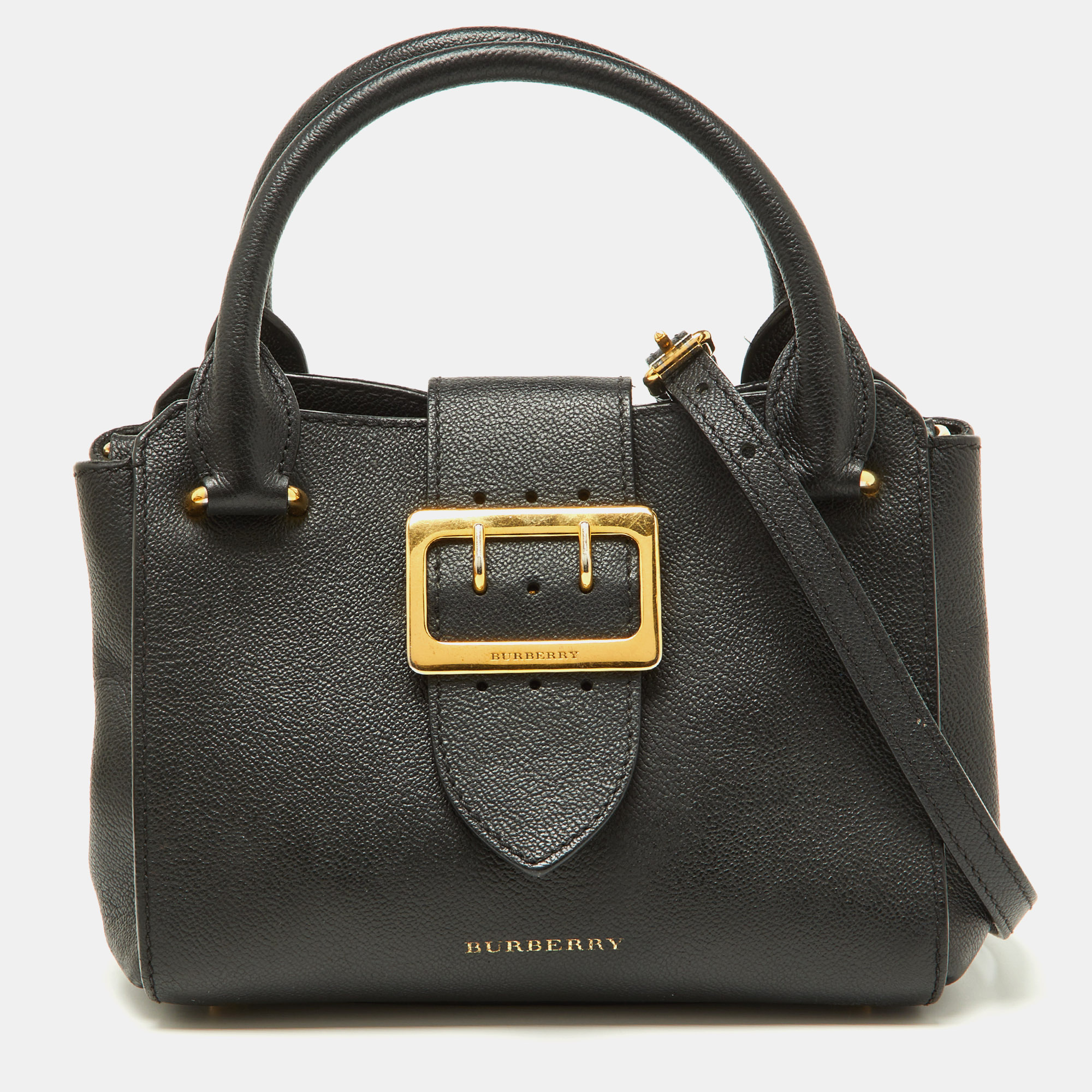 

Burberry Black Grained Leather Small Buckle Tote