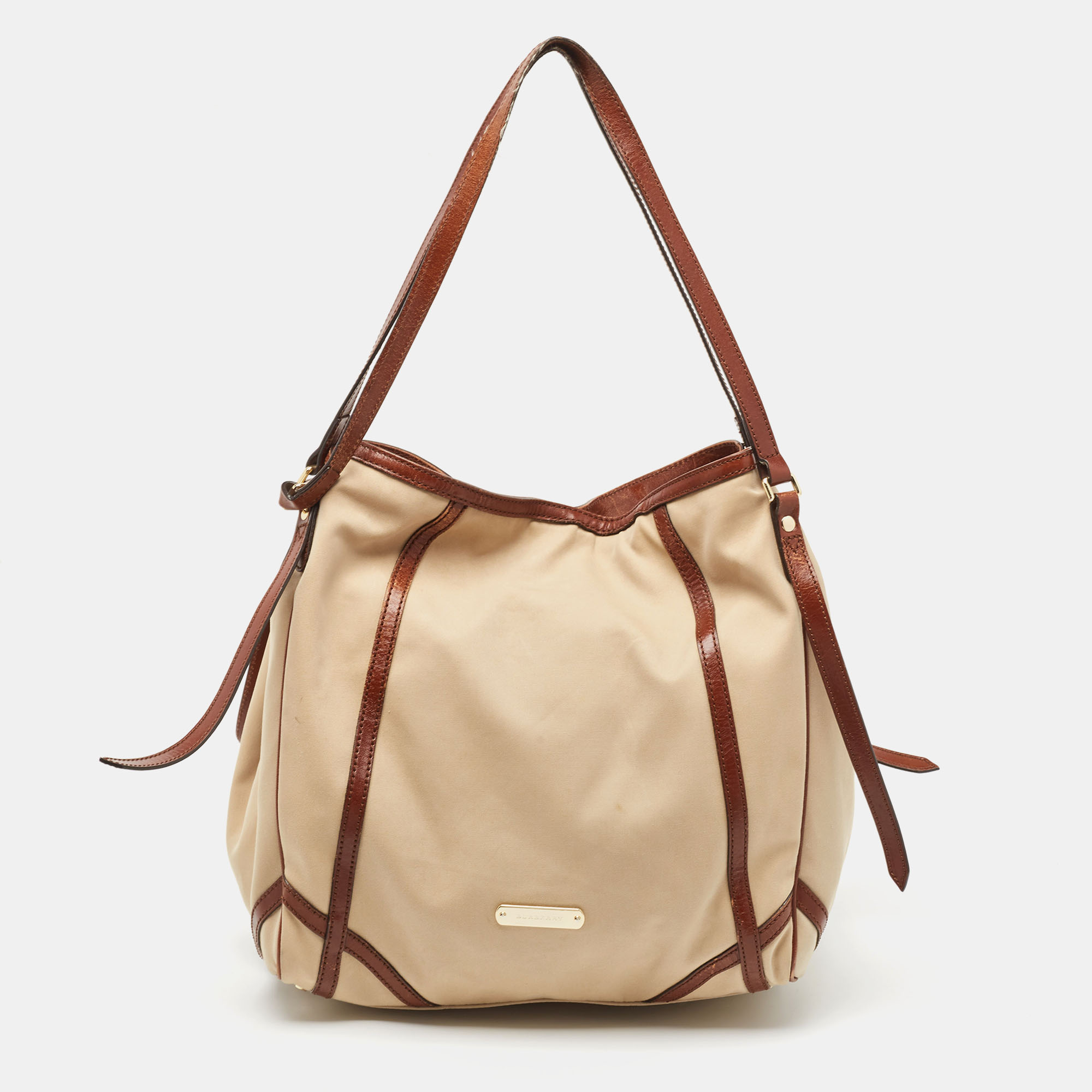 

Burberry Brown/Beige Fabric and Leather  Canterbury Tote