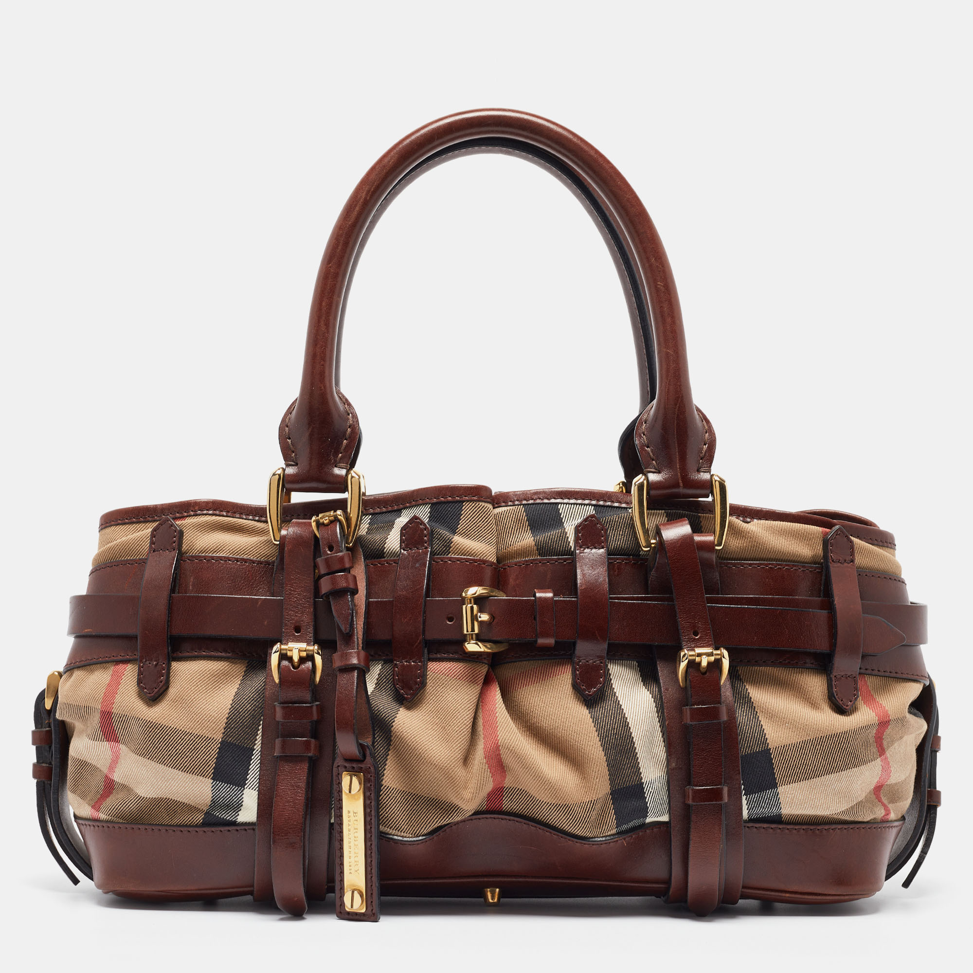 

Burberry Brown/Beige House Check Canvas and Leather Rowan Satchel