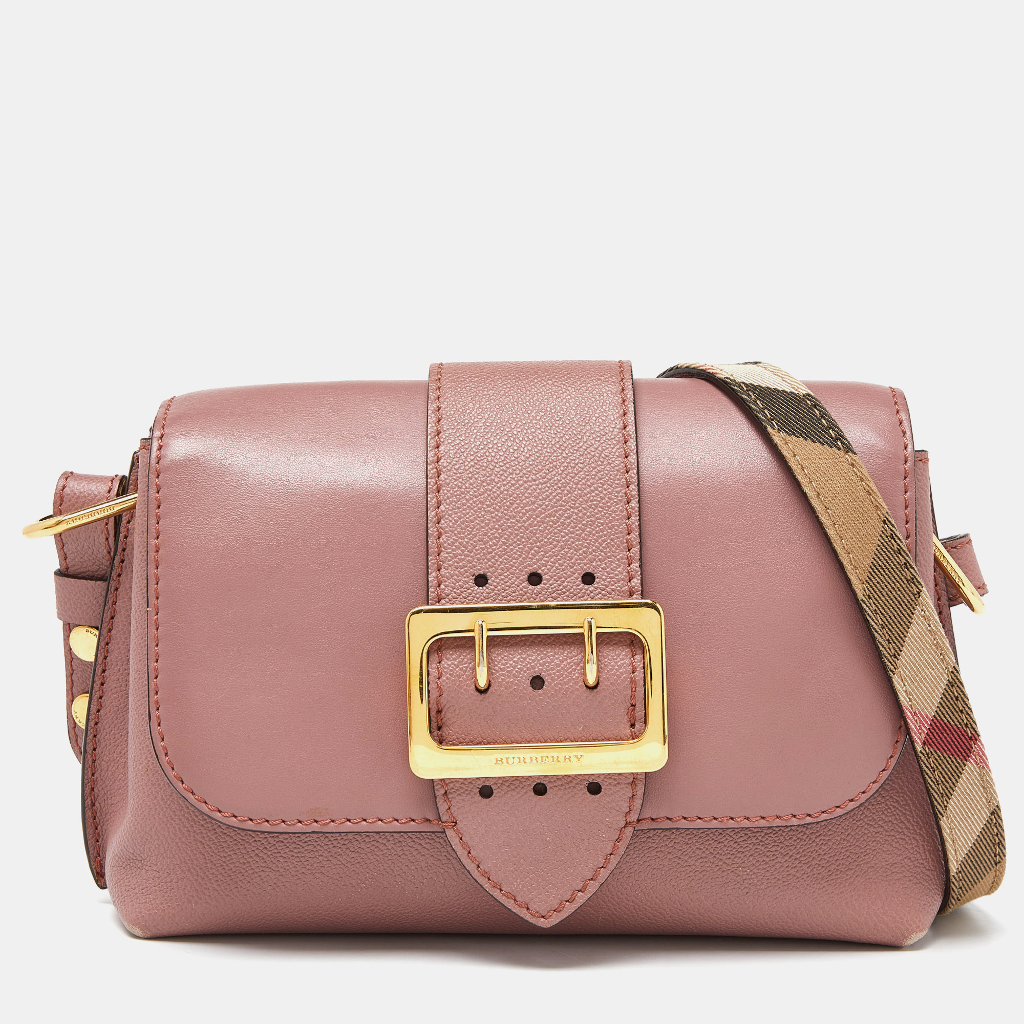 Pre-owned Burberry Blush Pink Leather Small Buckle Crossbody Bag