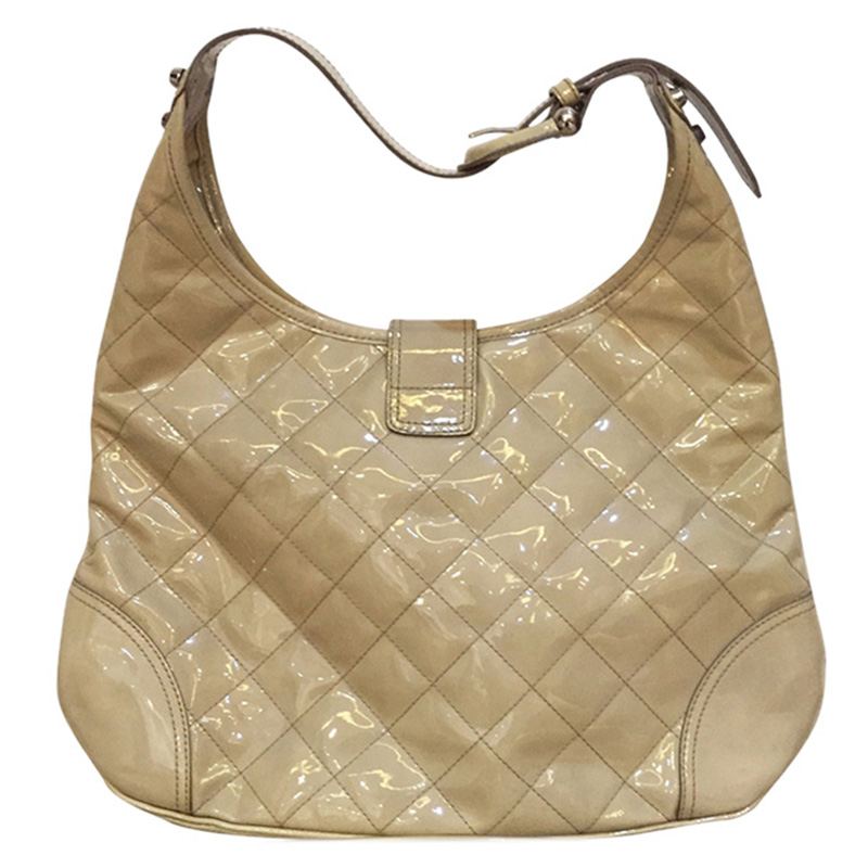 

Burberry Beige Quilted Patent Leather Brook Hobo