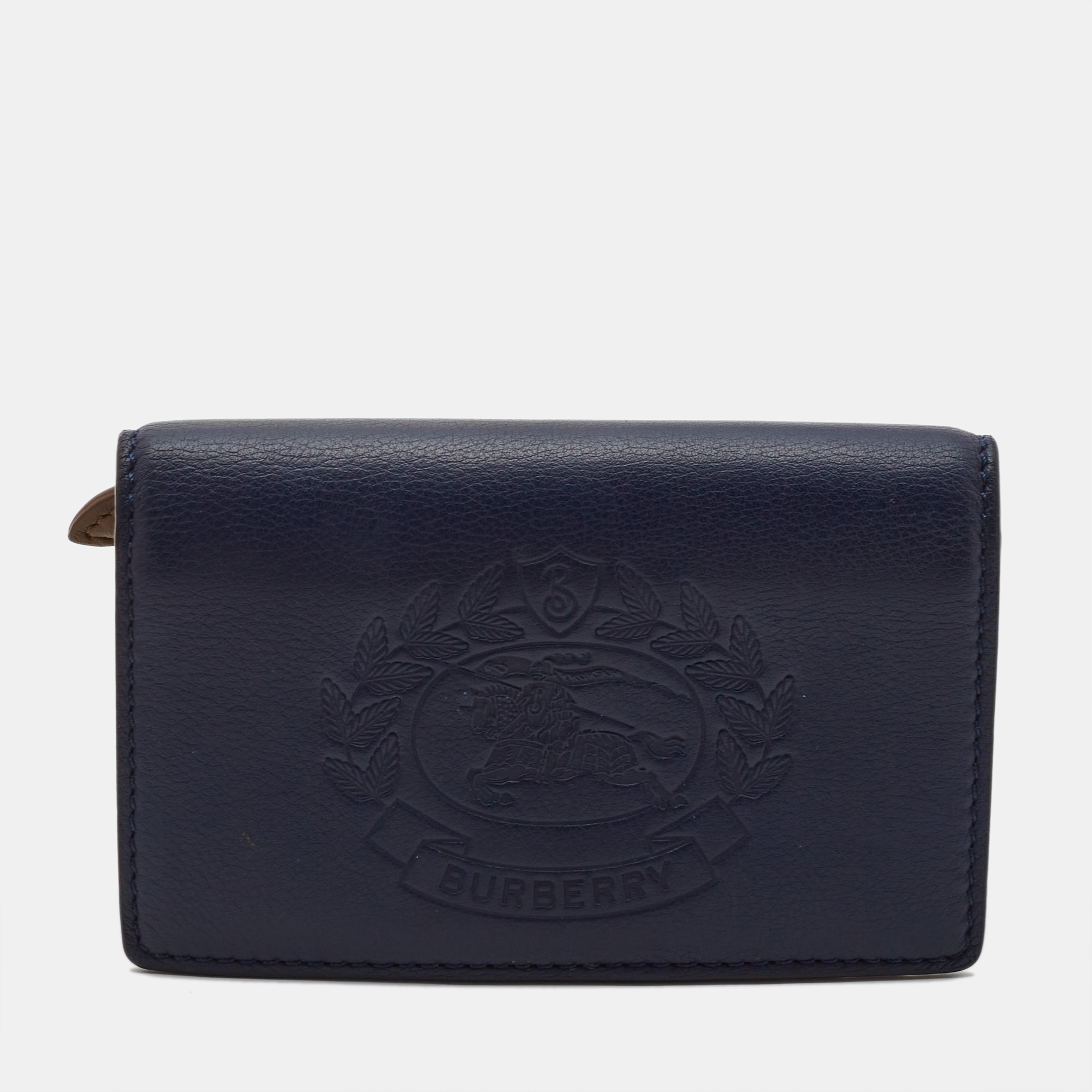 

Burberry Navy Blue Leather Logo Embossed Bifold Wallet