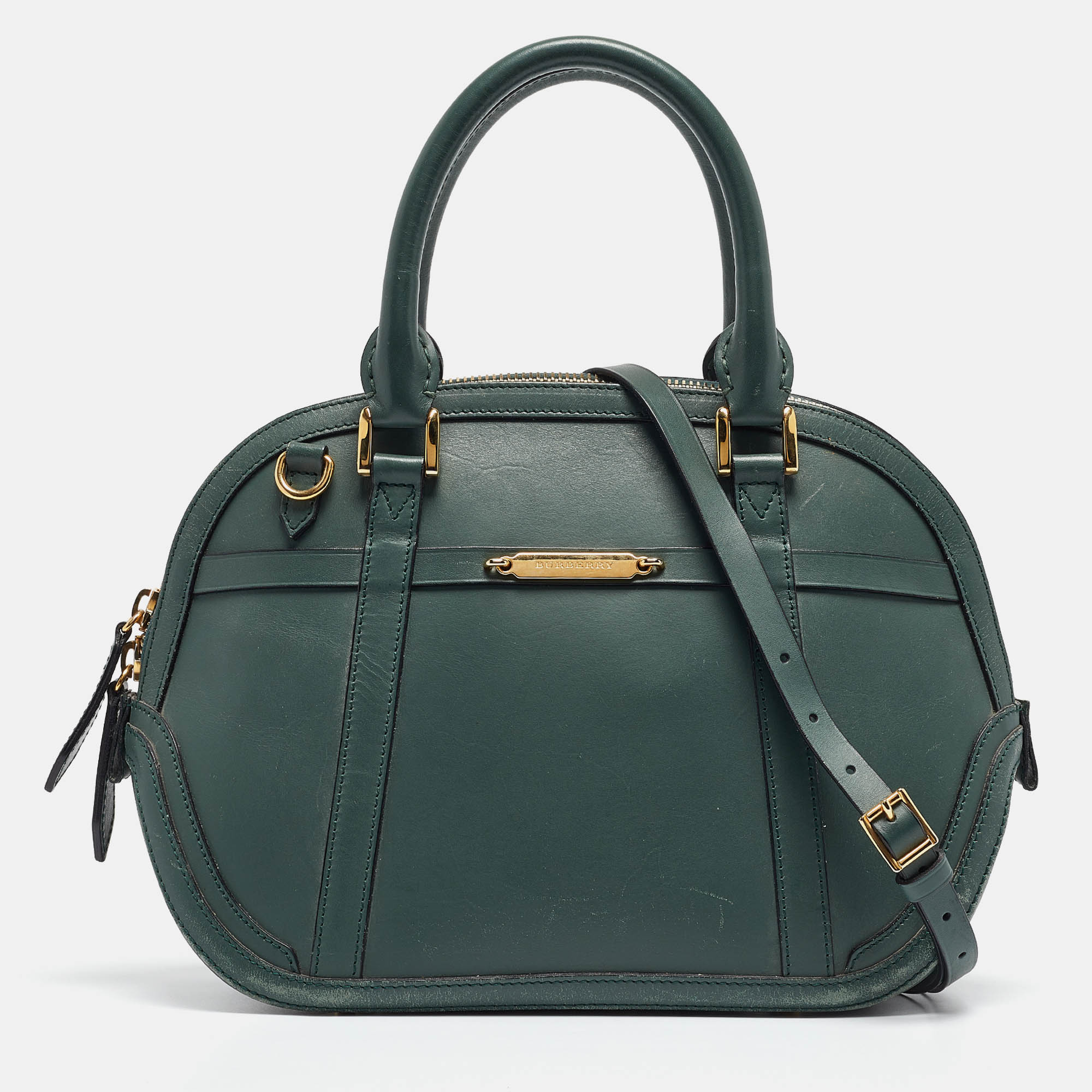 Pre-owned Burberry Green Leather Orchard Bowler Bag