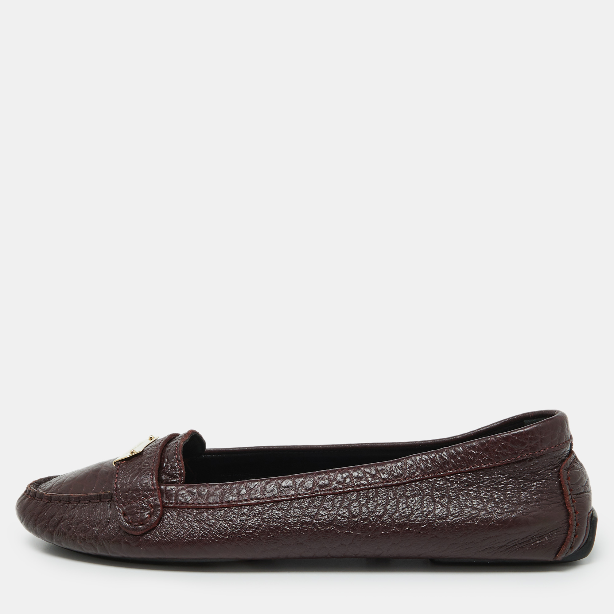 

Burberry Burgundy Leather Slip On Loafers Size