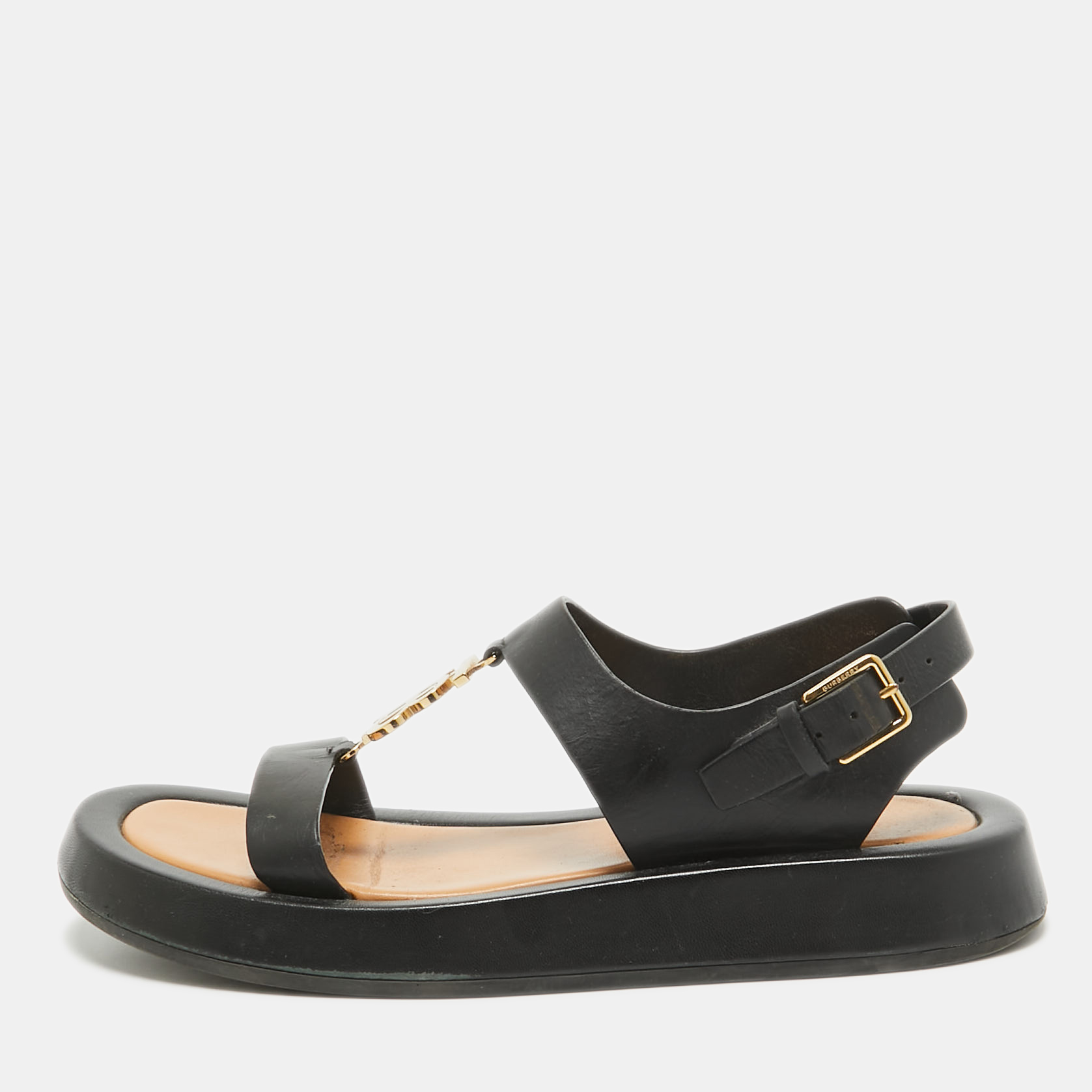 

Burberry Black Leather Slingback Sandals Size