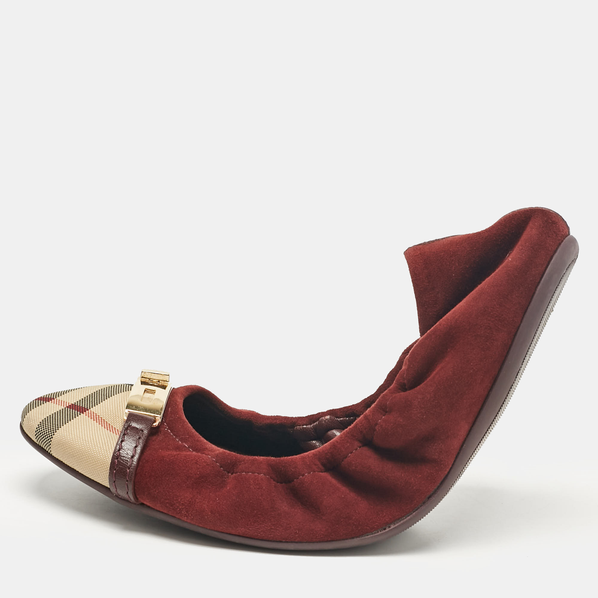 

Burberry Burgundy Suede and Canvas Ballet Flats Size