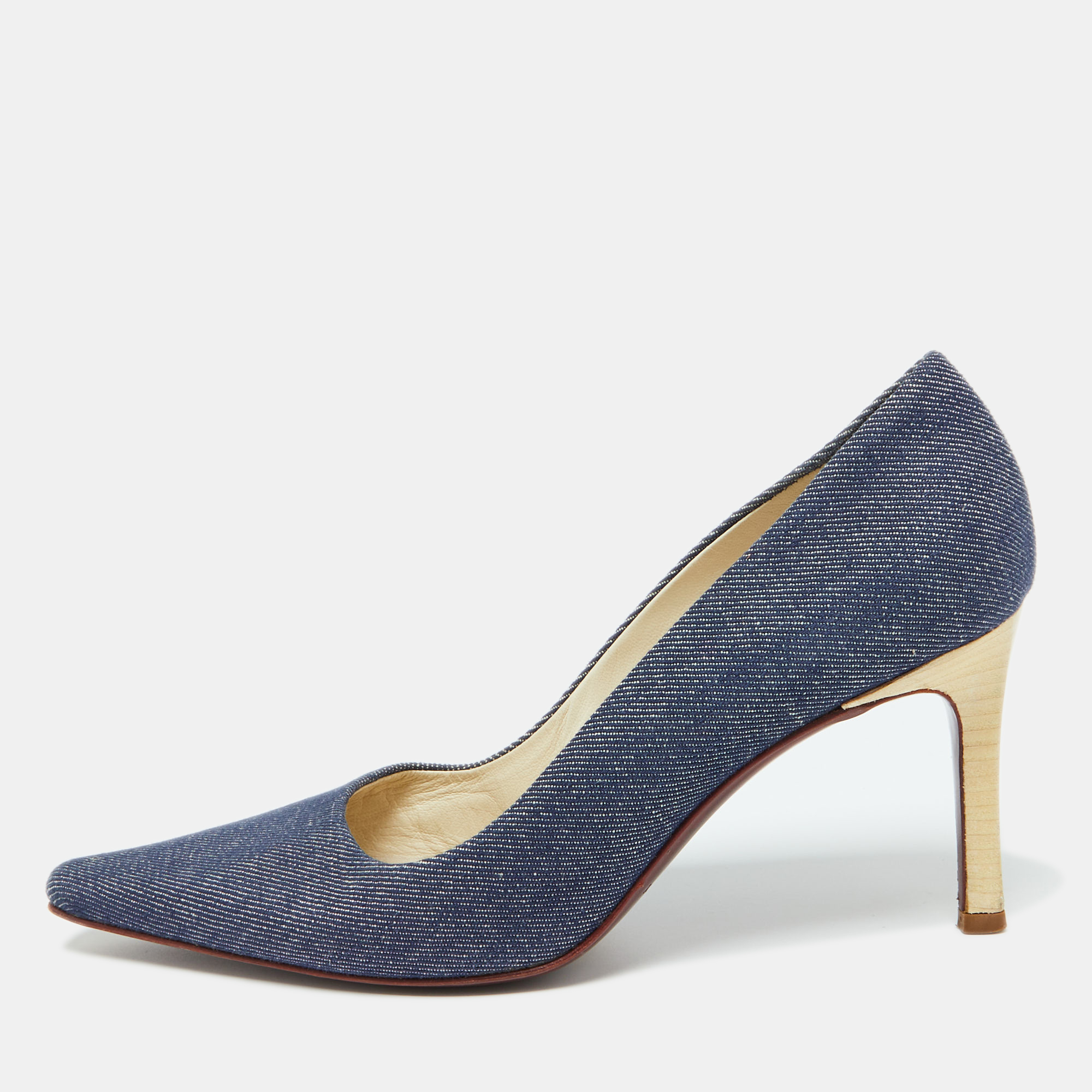 

Burberry Blue Denim Fabric Pointed Toe Pumps Size