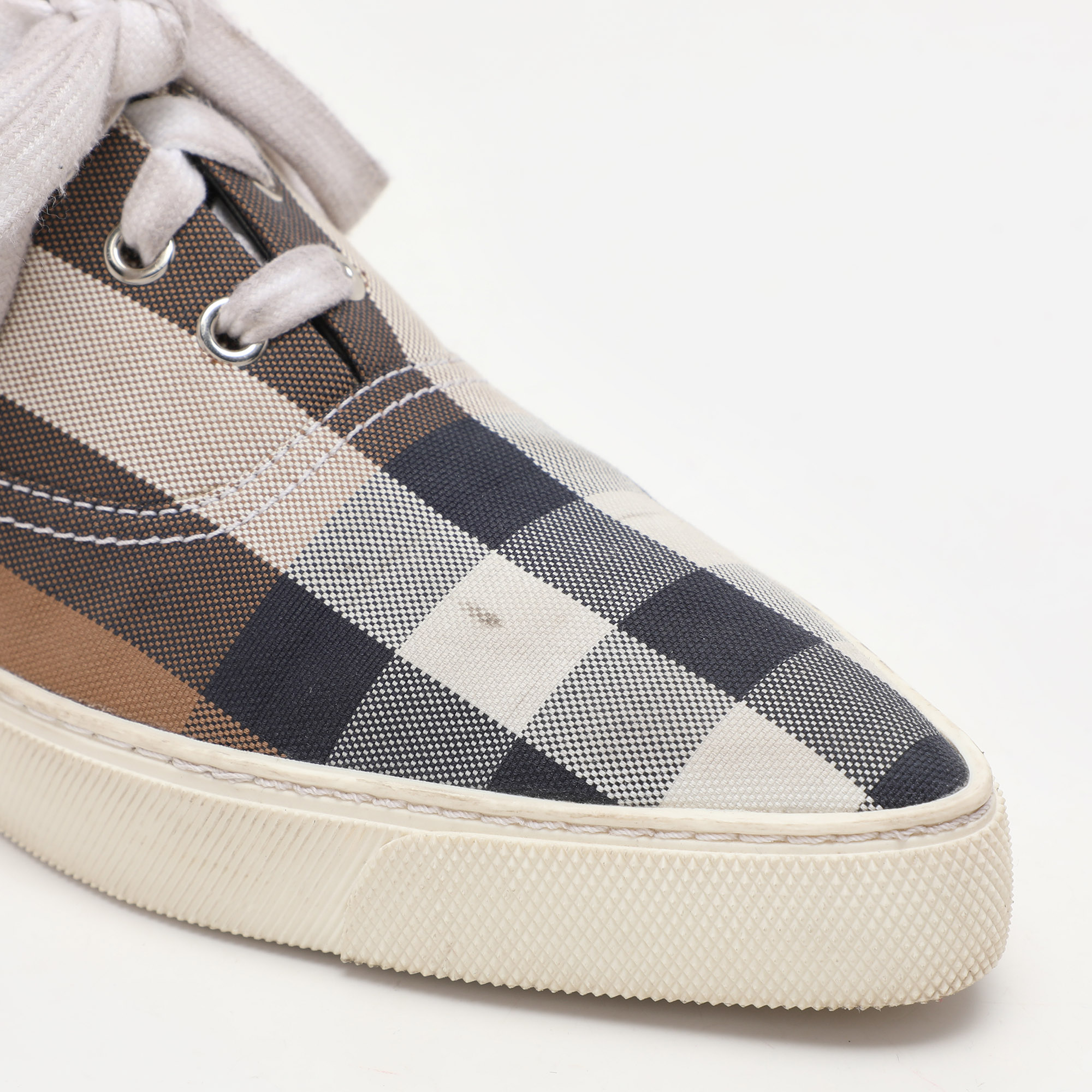 Burberry Multicolor House Check Canvas Pointed Toe Low Top Sneakers Size 38.5 