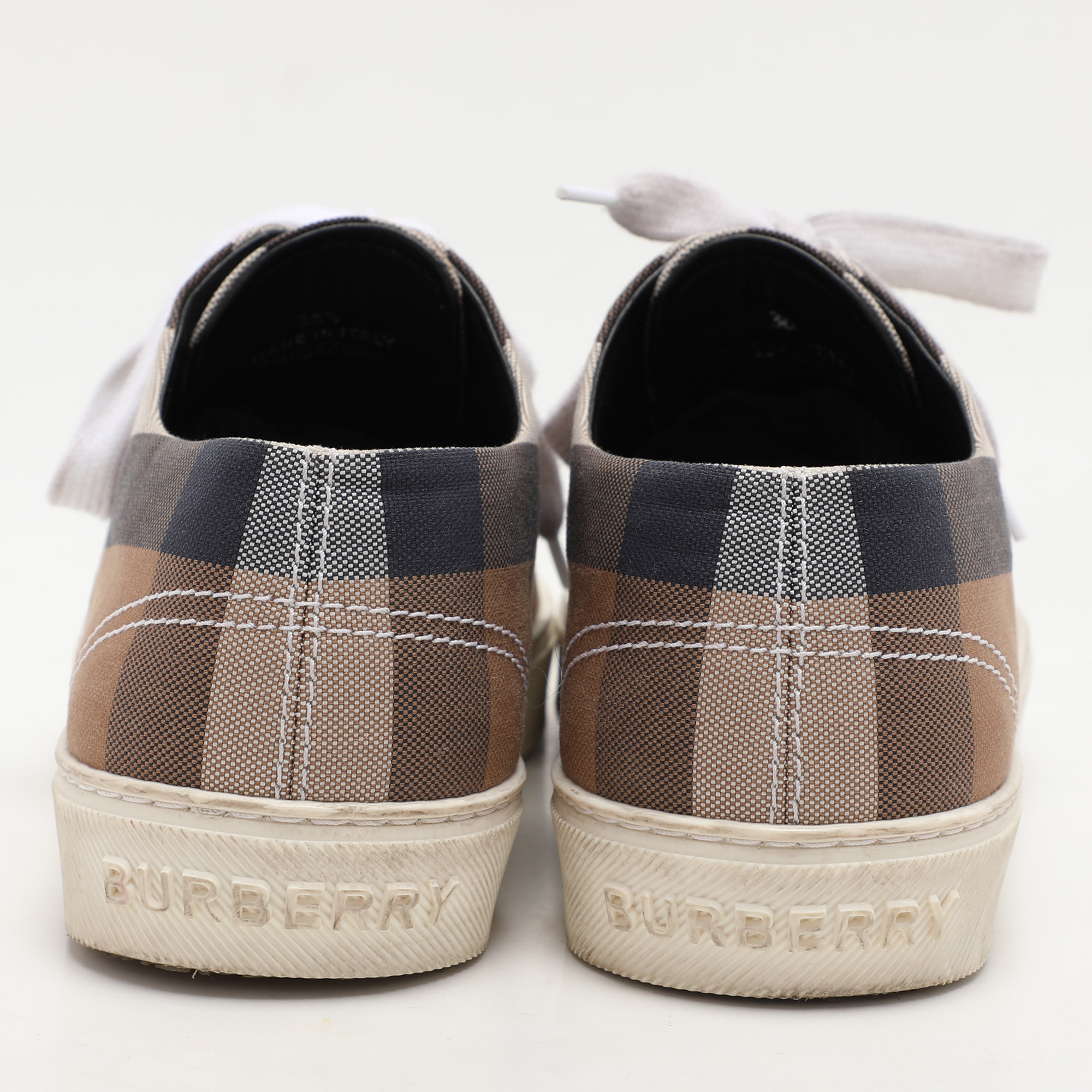 Burberry Multicolor House Check Canvas Pointed Toe Low Top Sneakers Size 38.5 