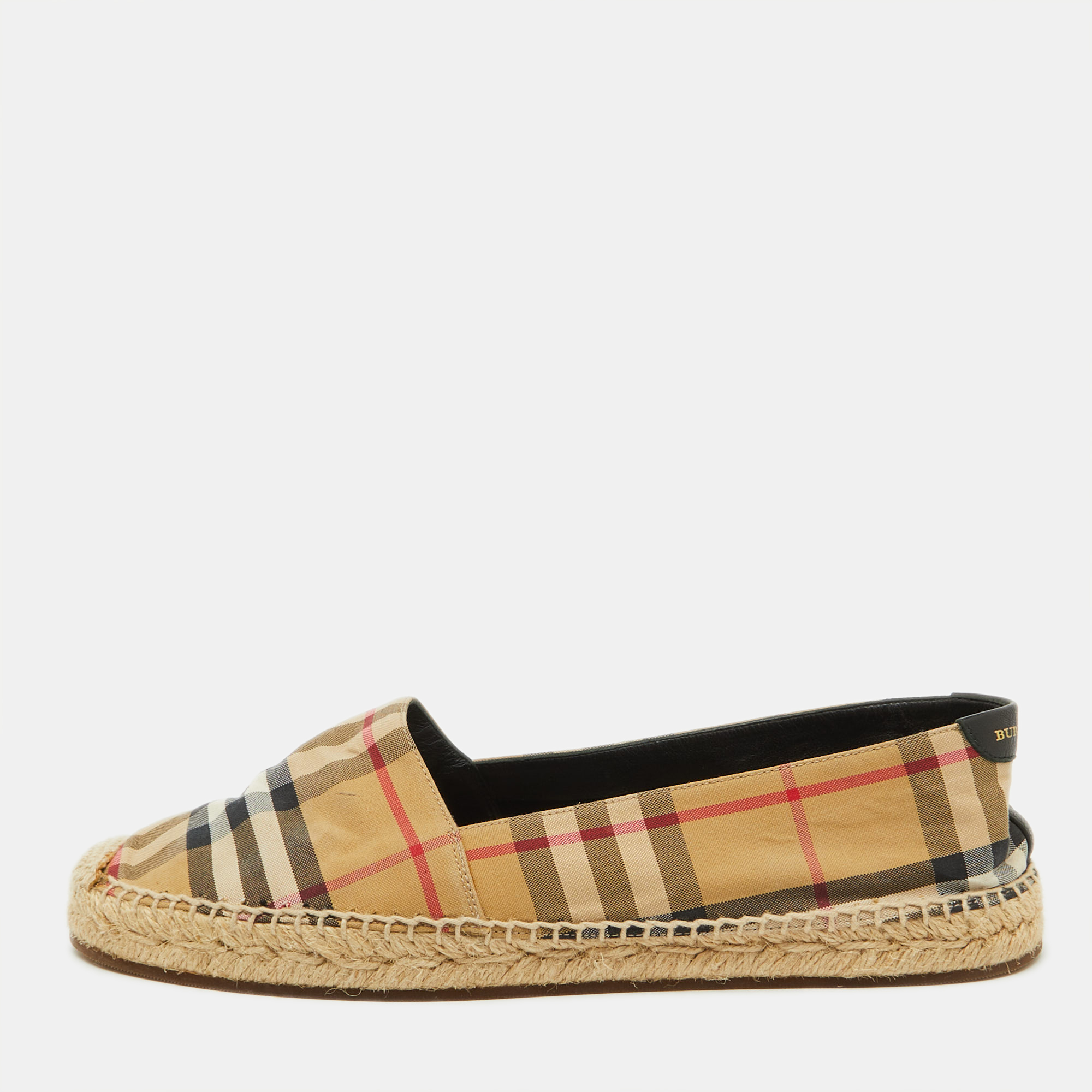 

Burberry Beige House Check Fabric Espadrille Flats Size