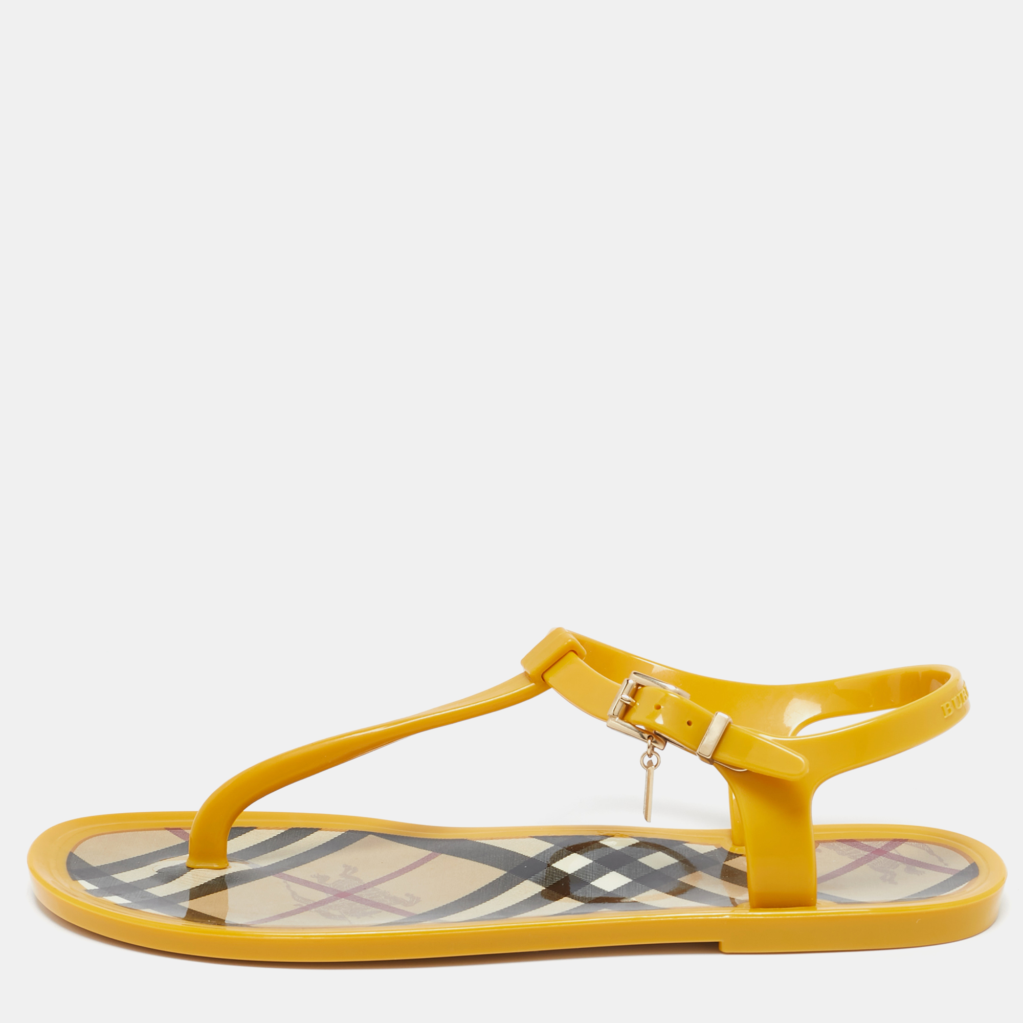 

Burberry Yellow Jelly Thong Flat Slides Size