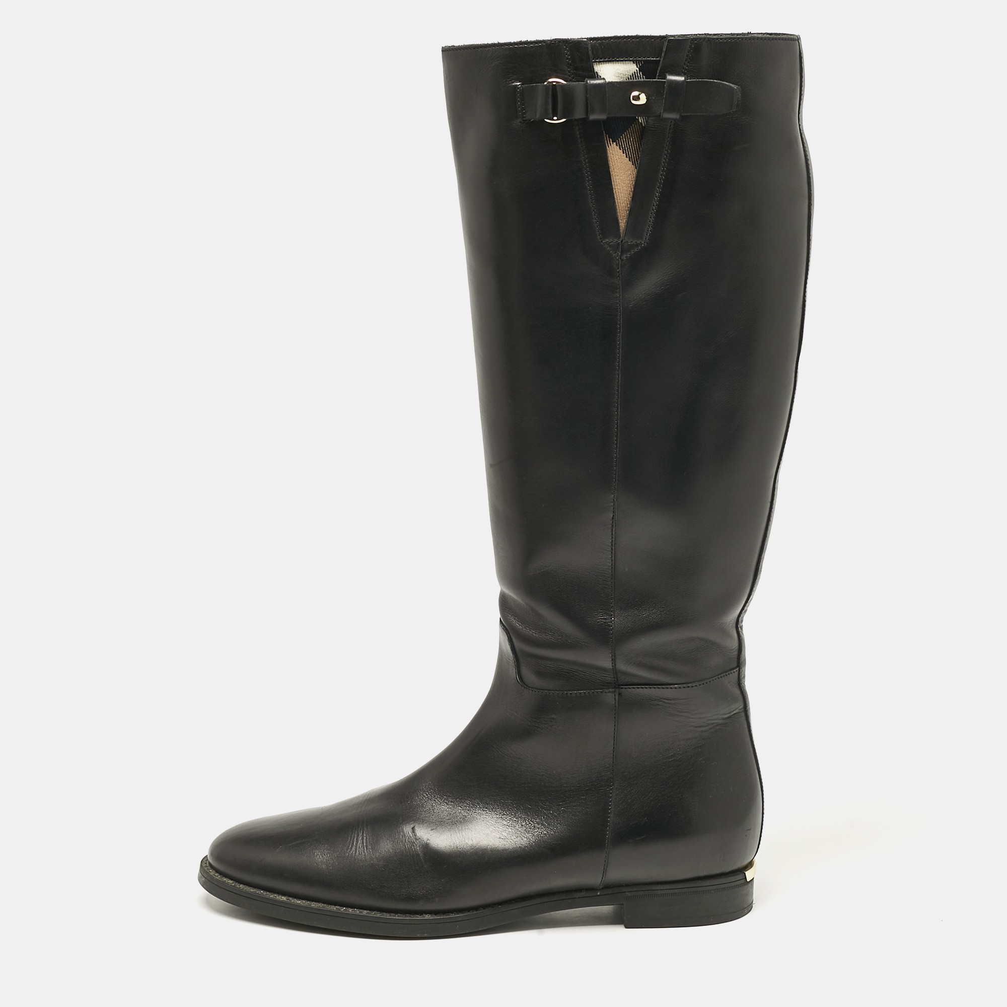 

Burberry Black Leather Knee Length Boots Size