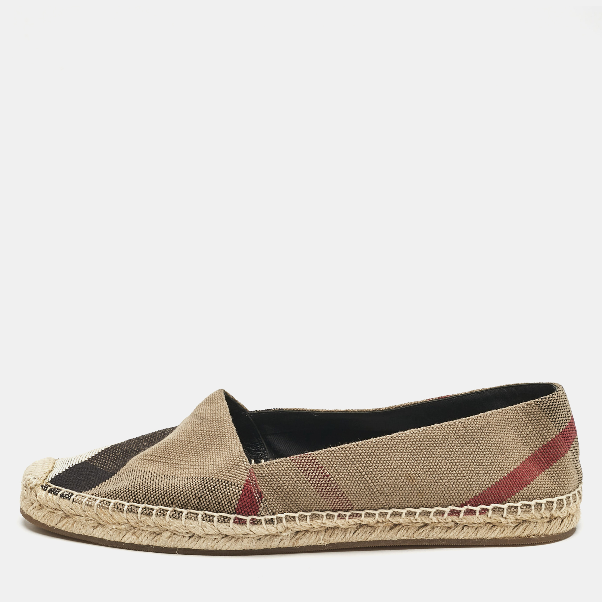 

Burberry Brown House Check Canvas Espadrille Flats Size