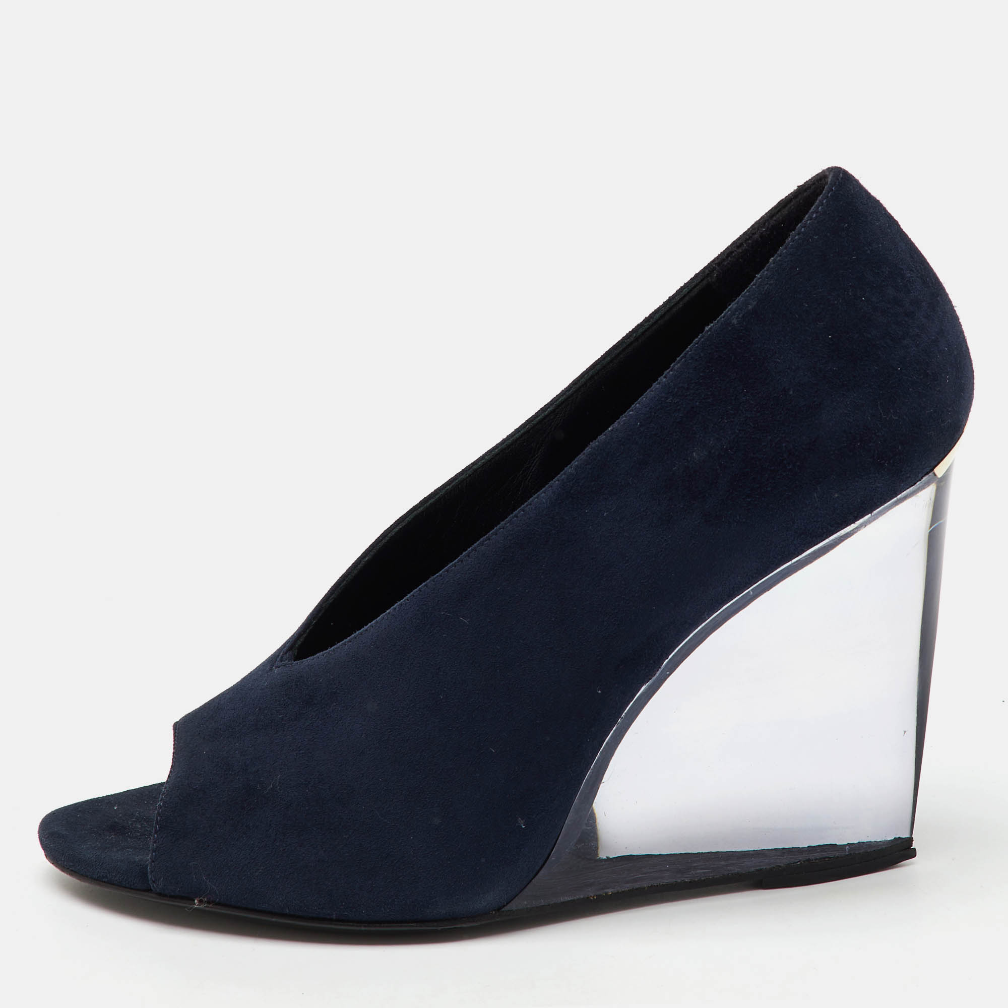 

Burberry Blue Suede Reyard Wedge Pumps Size