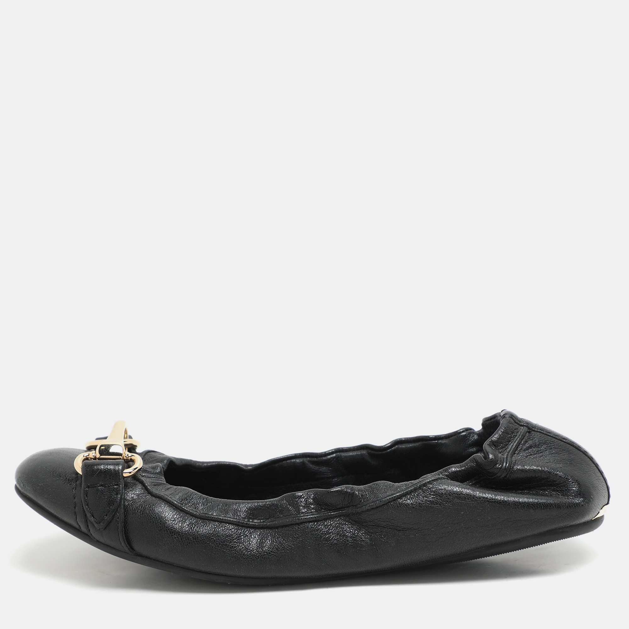 

Burberry Black Leather Scrunch Ballet Flats Size 36
