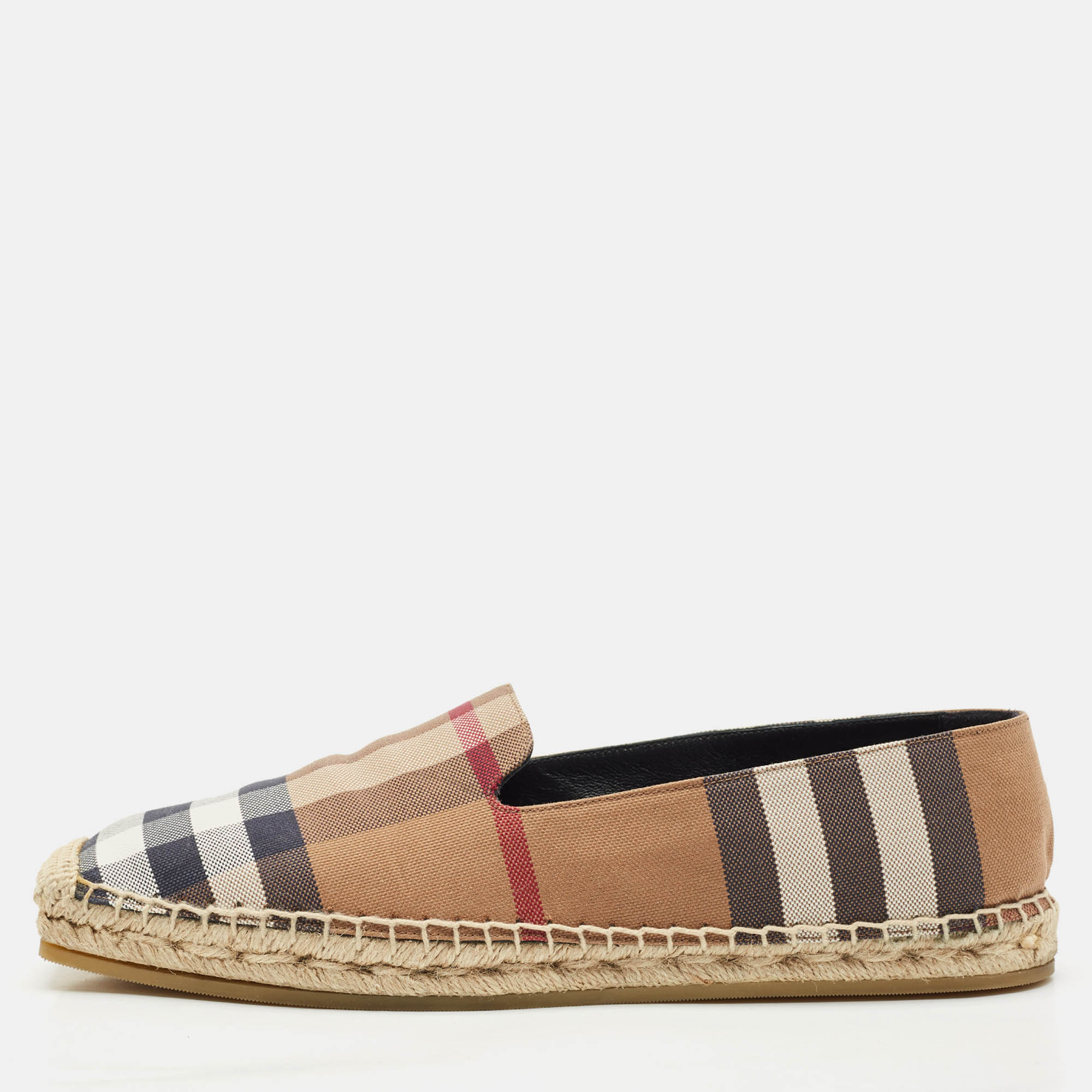 

Burberry Brown House Check Canvas Espadrille Flats Size