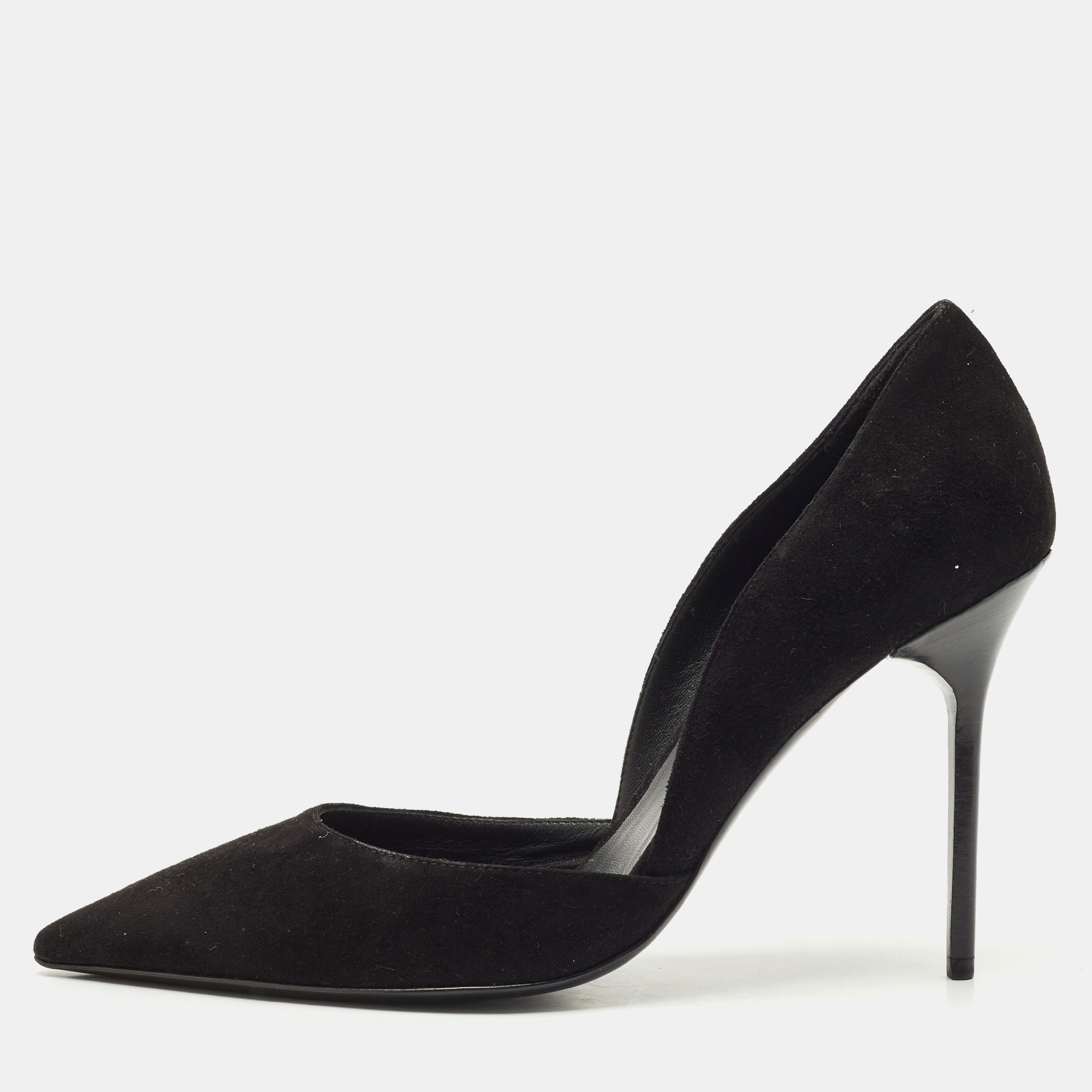 Pre-owned Burberry Black Suede Virna Pointed Toe D'orsay Pumps Size 38