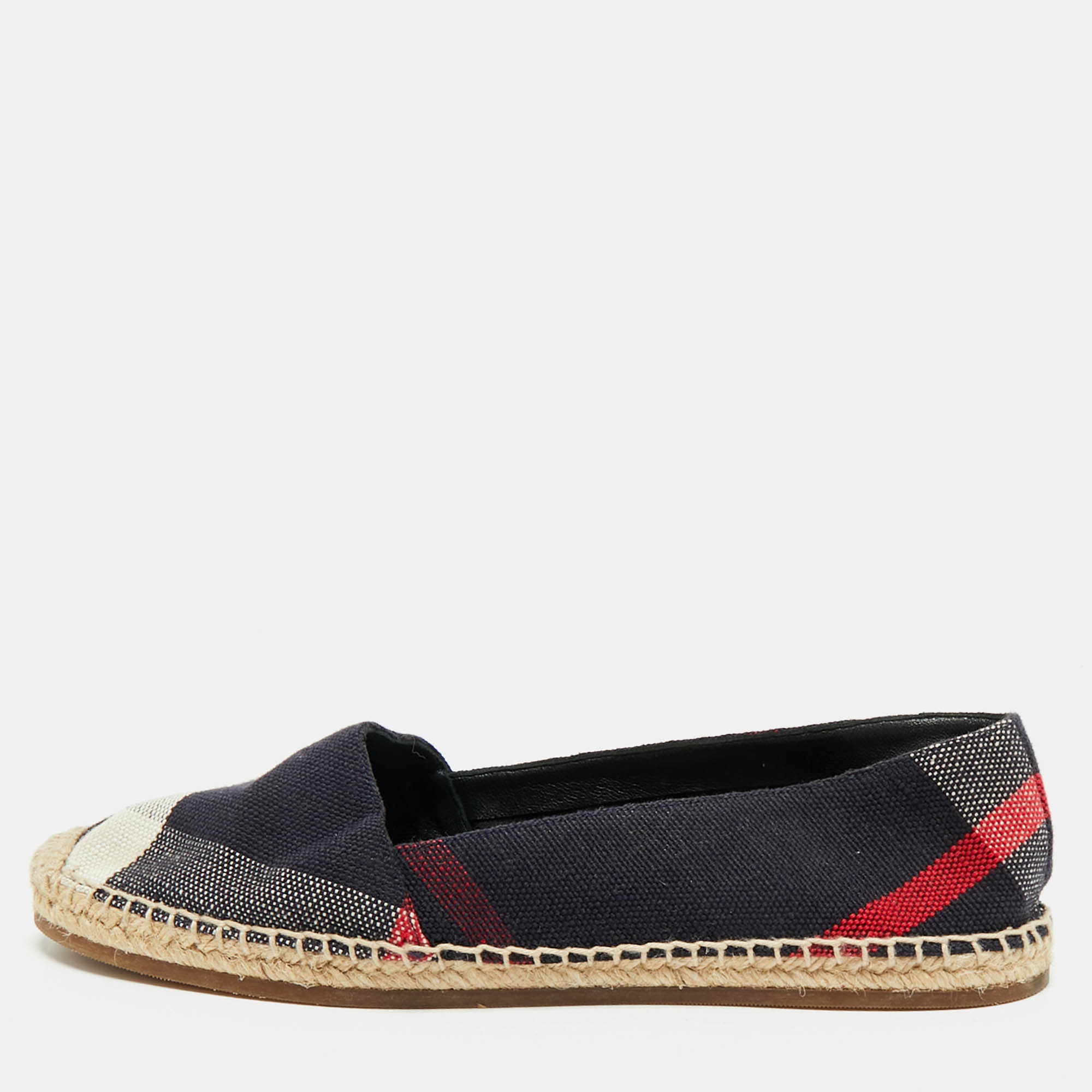 

Burberry Multicolor House Check Canvas Espadrille Flats Size