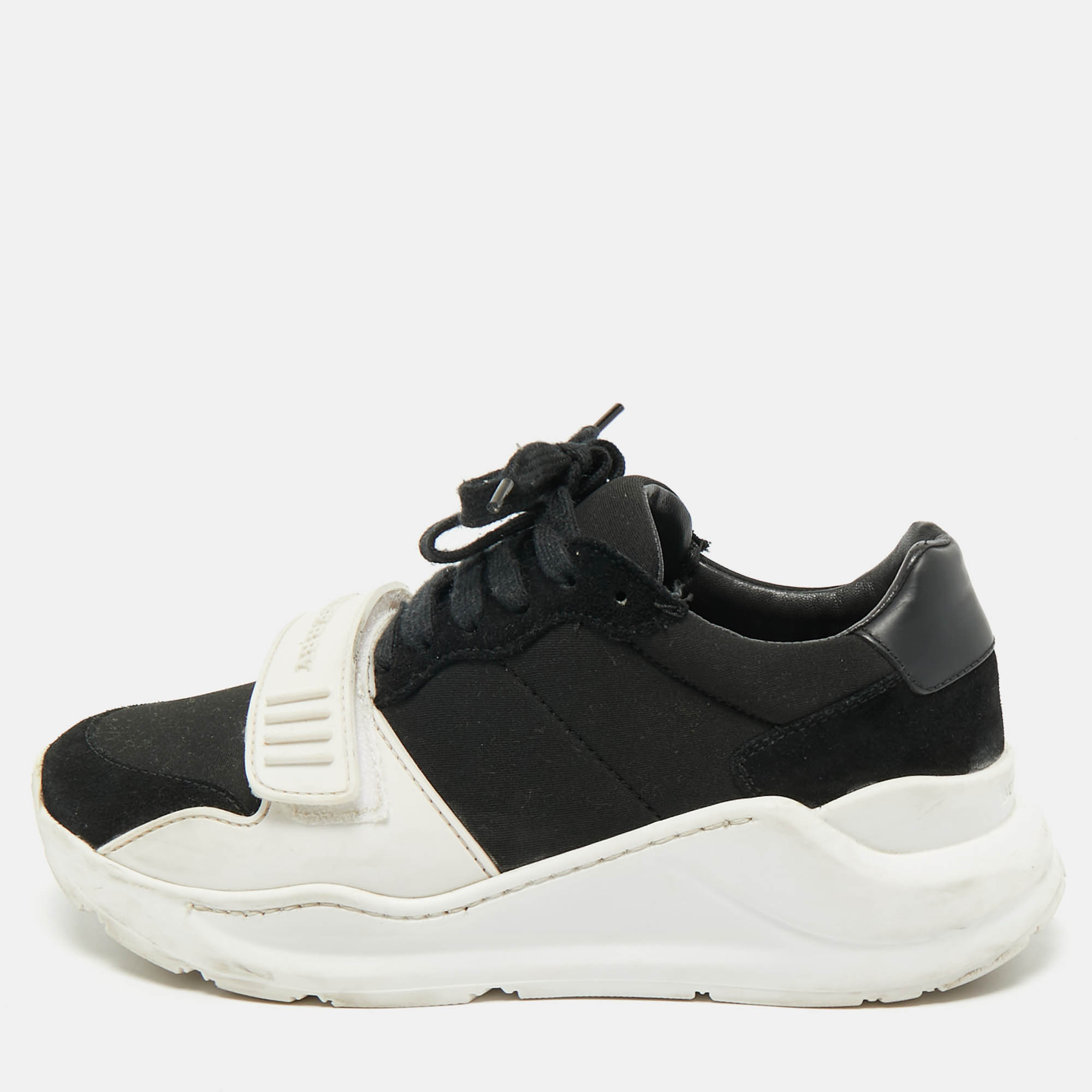 

Burberry Black Suede and Rubber Ramsey Low Top Sneakers Size