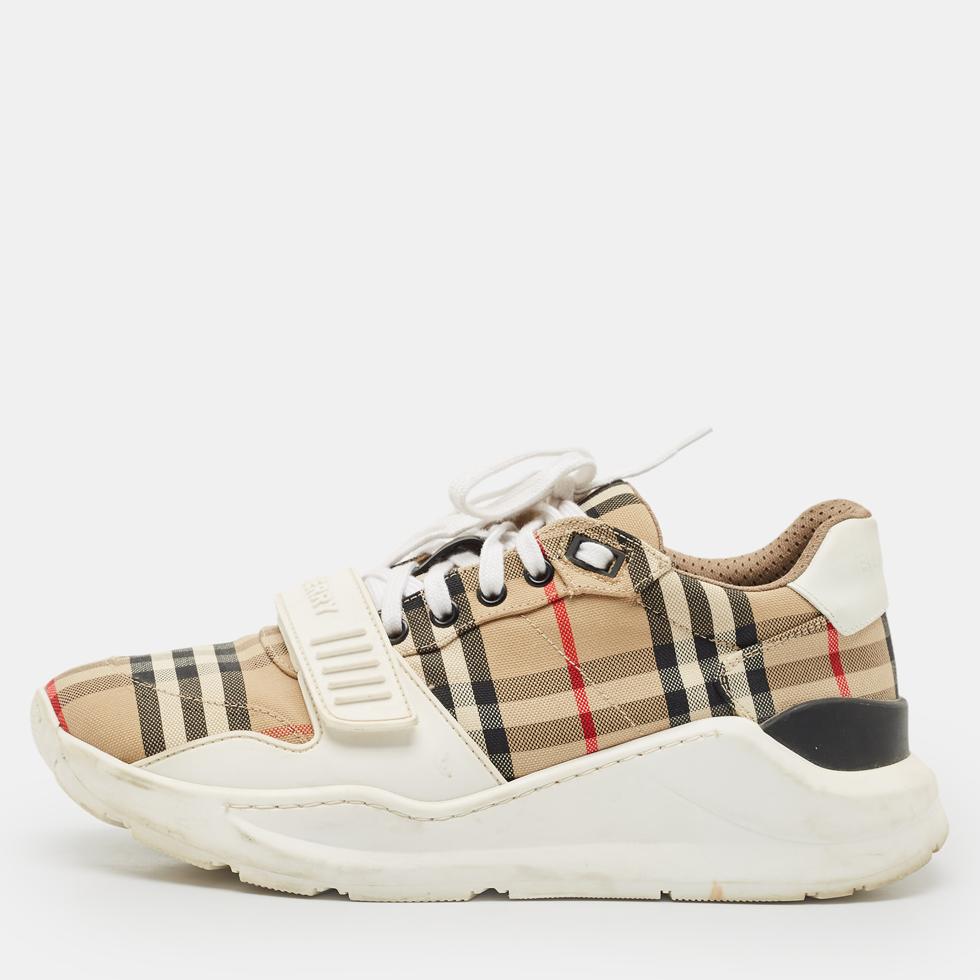 

Burberry Multicolor Vintage Check Fabric and Rubber Velcro Low Top Sneakers Size