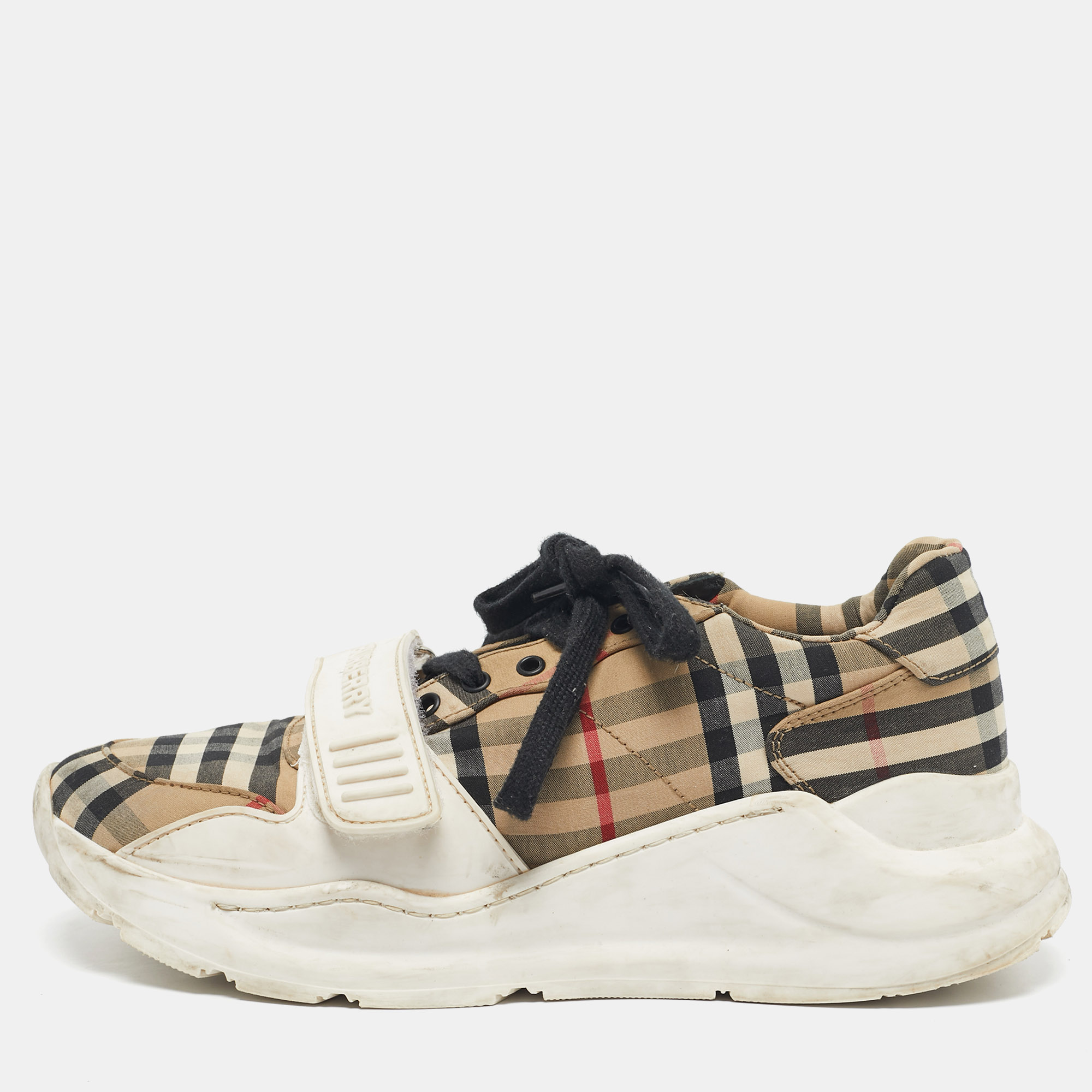 

Burberry Multicolor Vintage Check Fabric and Rubber Velcro Low Top Sneakers Size