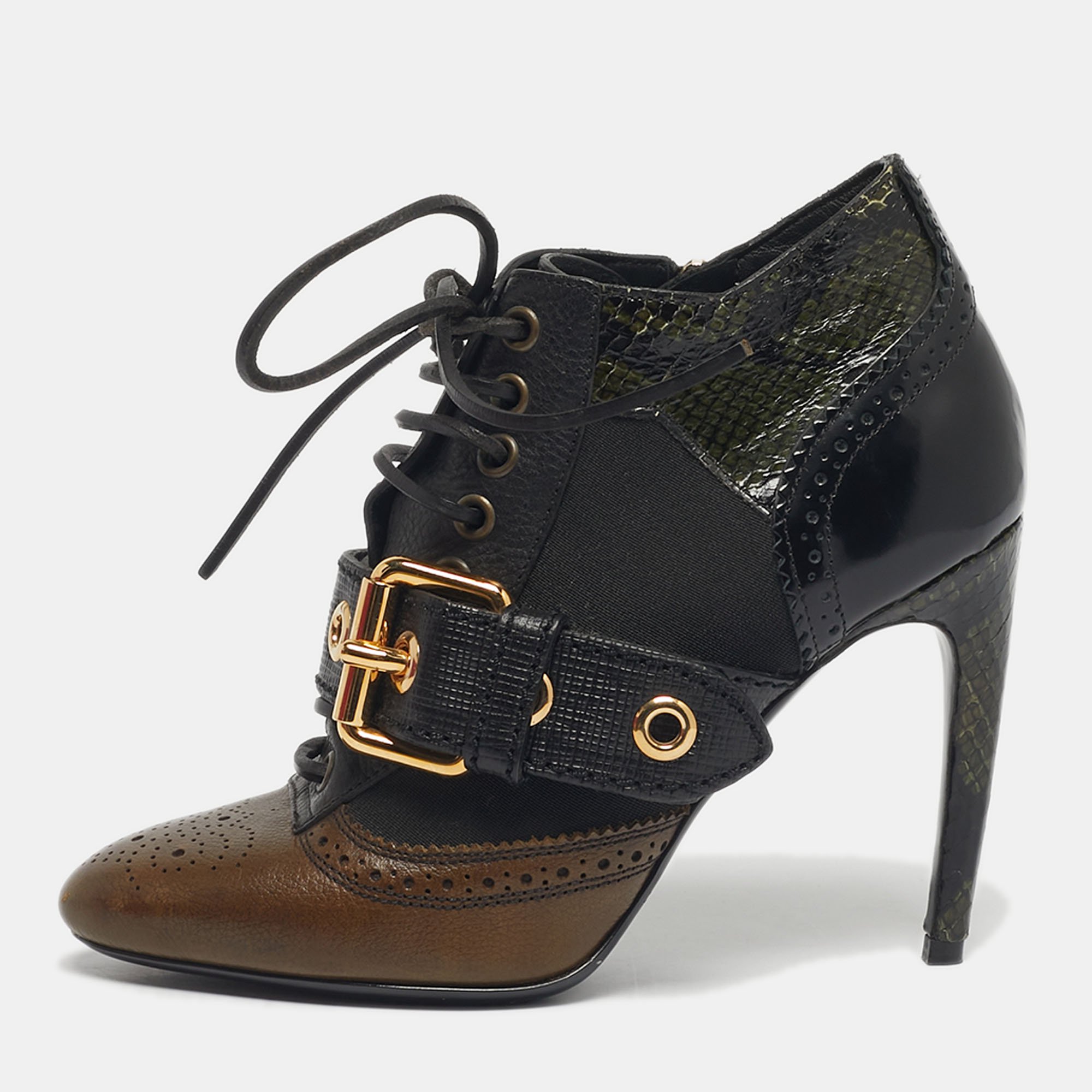 

Burberry Multicolor Snakeskin and Leather Westmarsh Ankle Boots Size