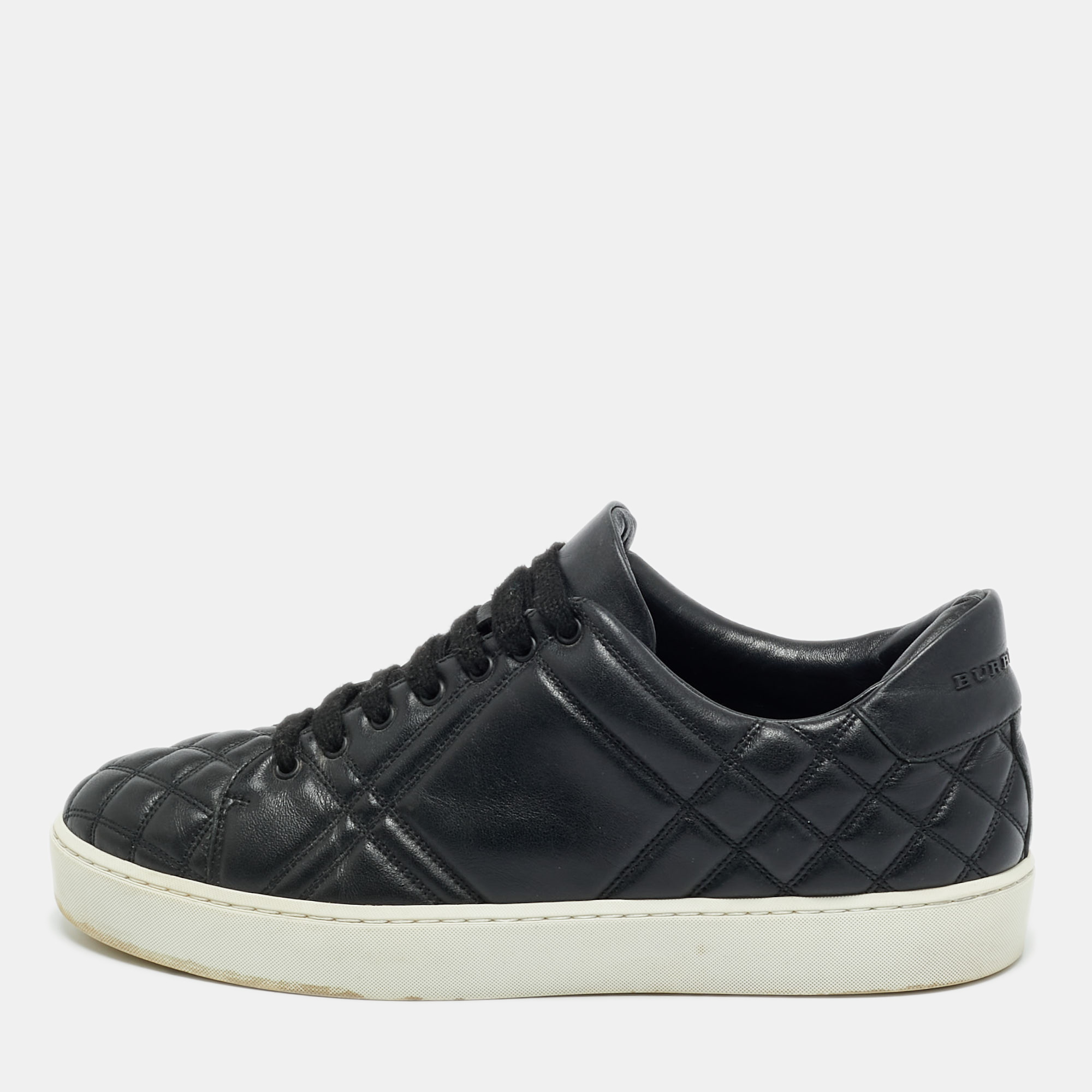 

Burberry Black Quilted Leather Westford Lace-Up Sneakers Size