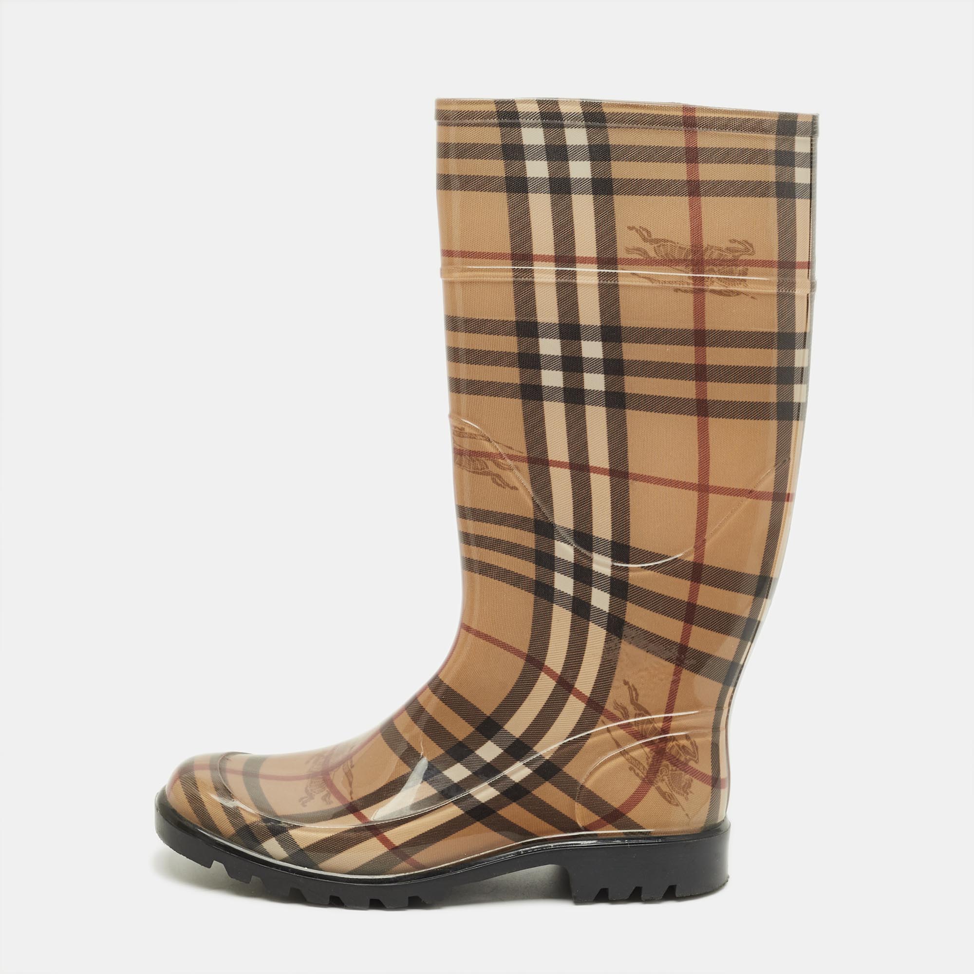 

Burberry Brown PVC House Check Rain Boots Size