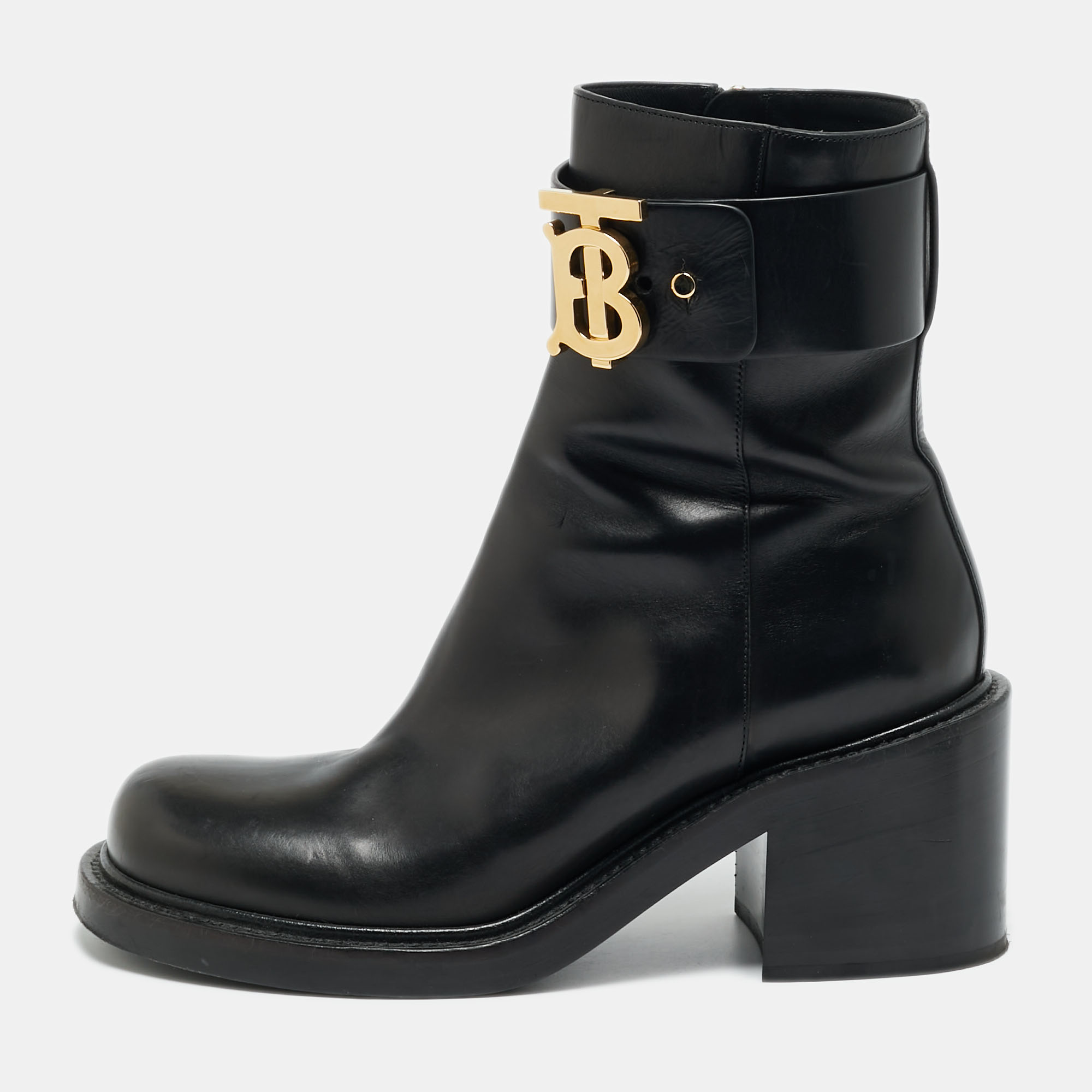 BURBERRY Pre-owned Westella Size 40 Black Leather Ankle Length Boots