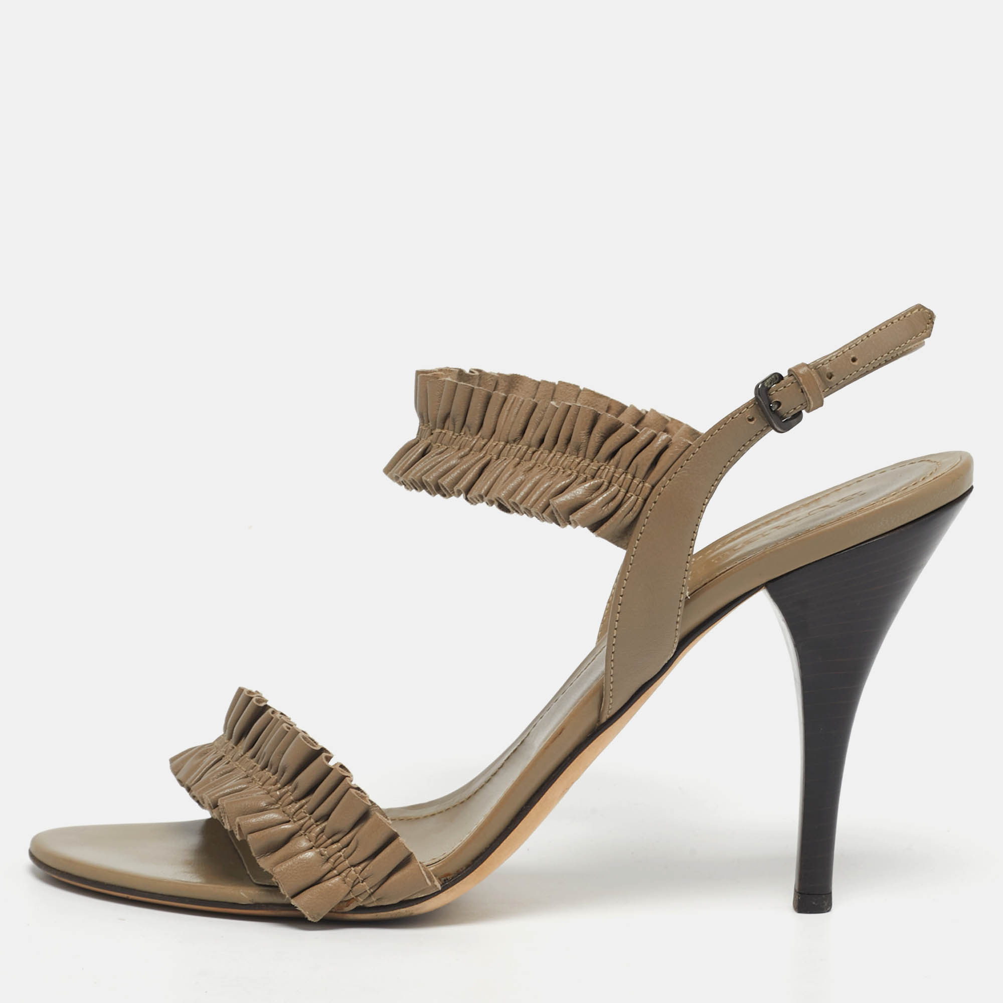 Pre-owned Burberry Size 41 Brown Leather Ankle Strap Sandals