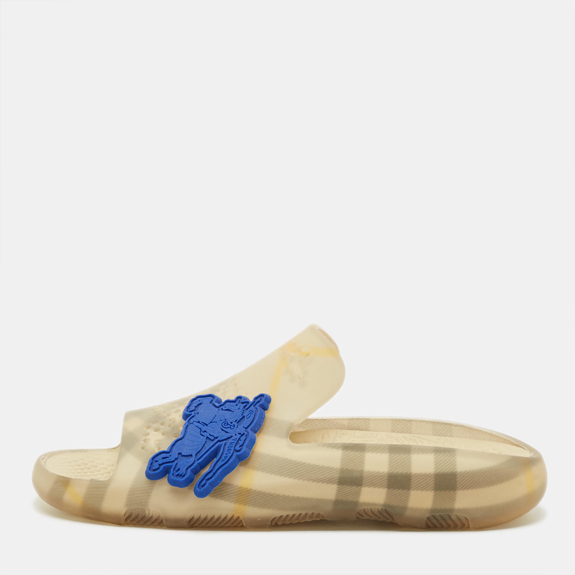 

Burberry Size  Yellow Haymarket Check Rubber Slide Flats