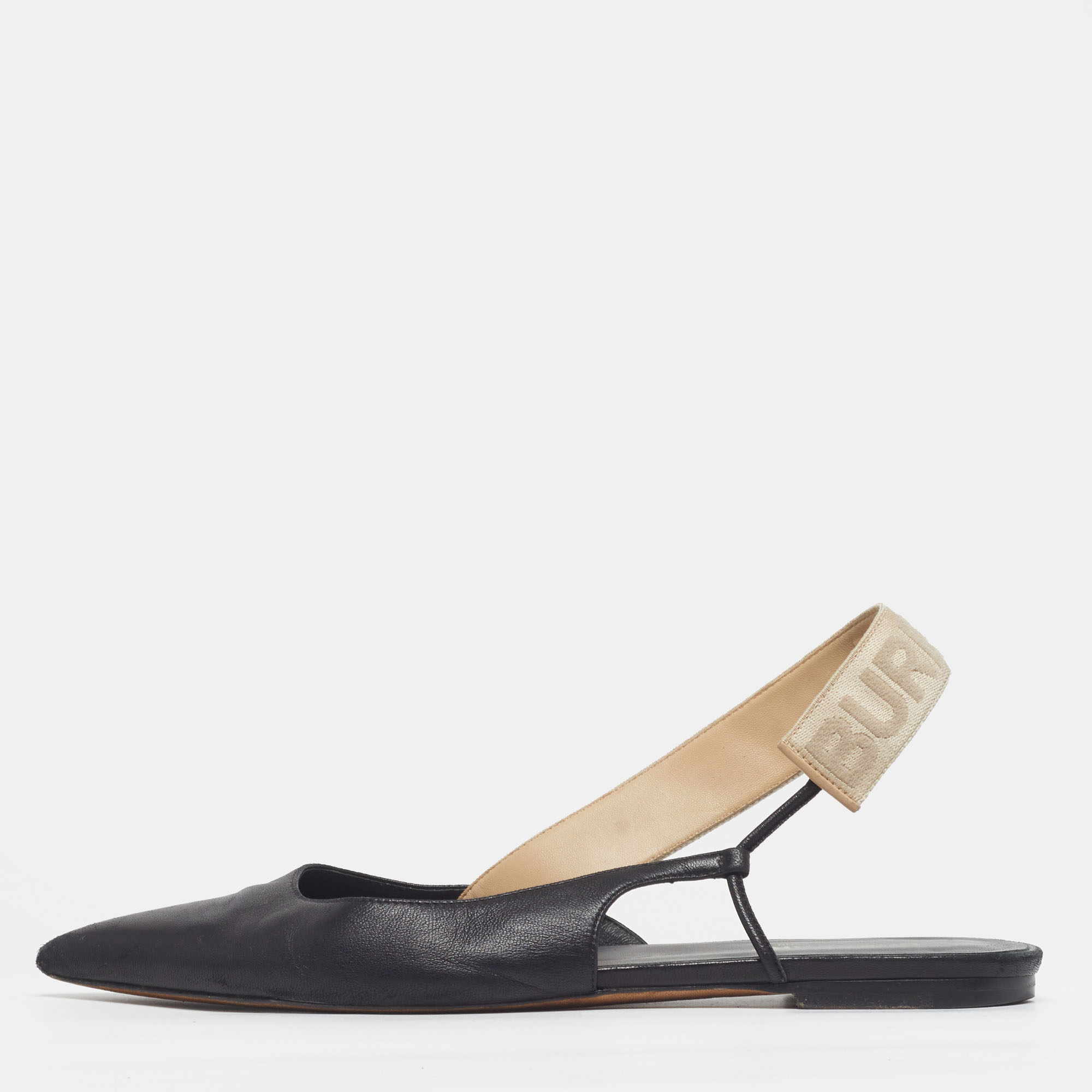 

Burberry Size  Black Leather Slingback Flats