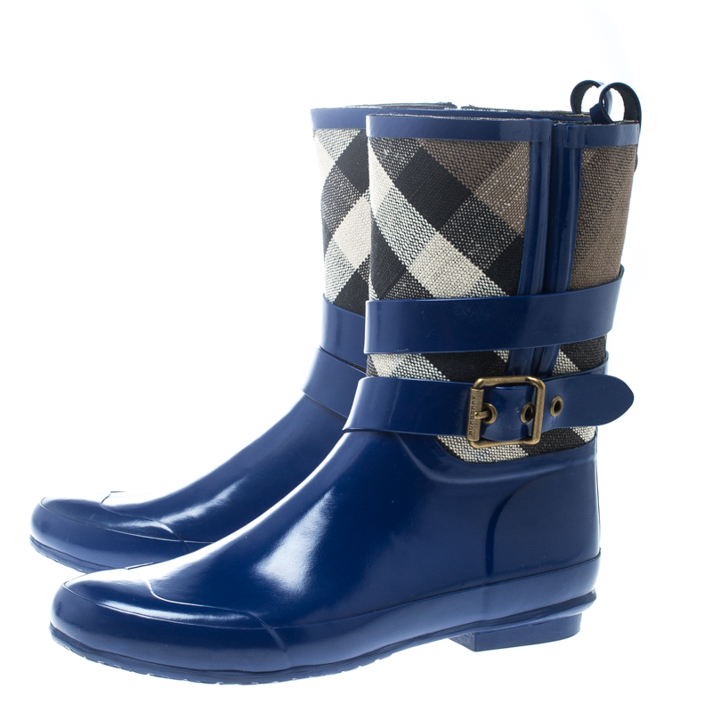 burberry rain boots womens blue