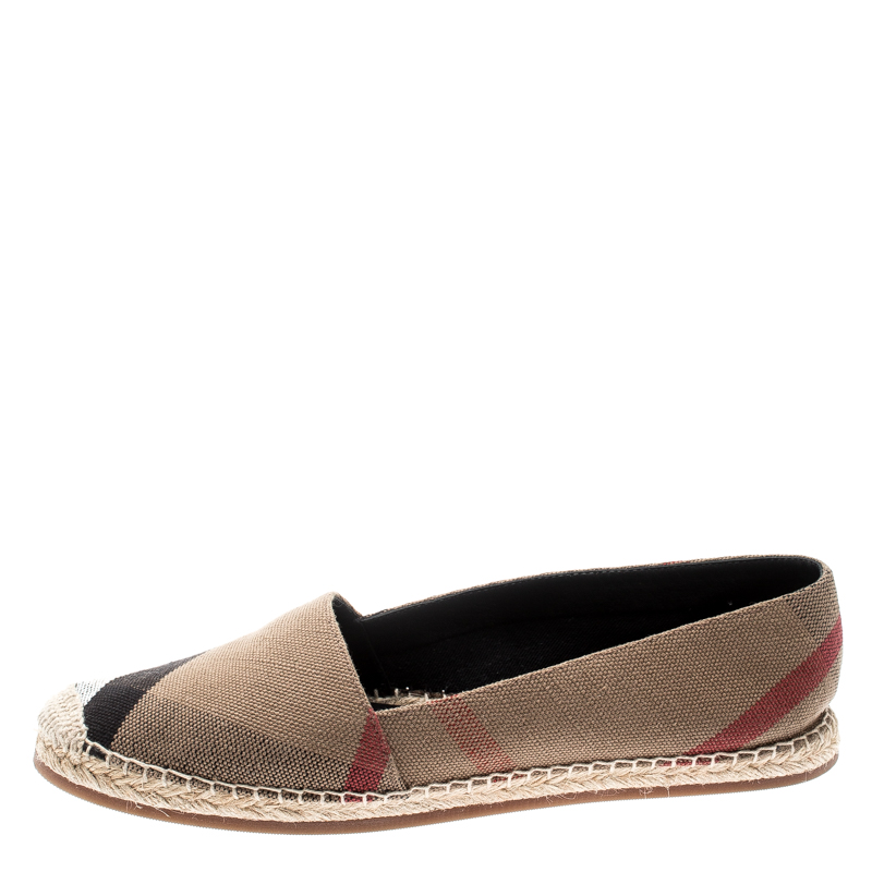 

Burberry Brown Checkered Canvas Hodgeson Flat Espadrilles Size