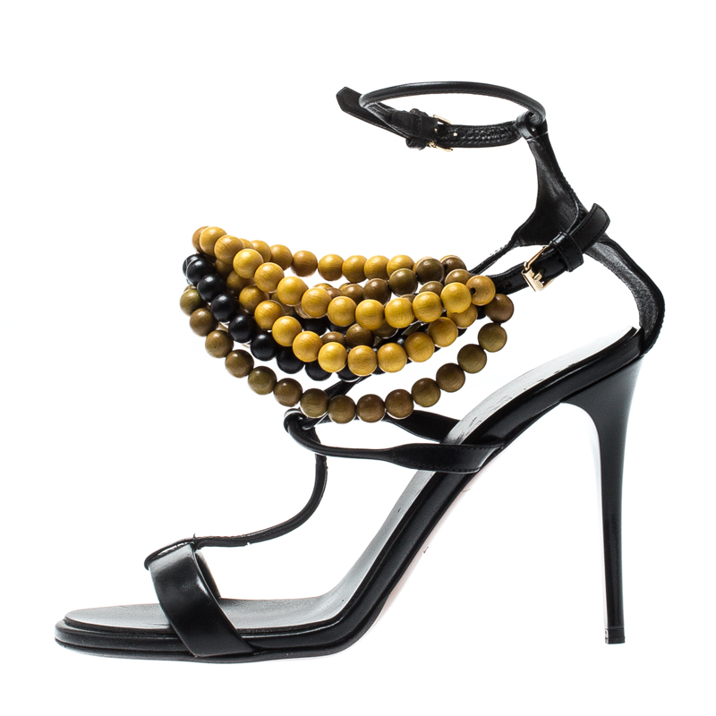 

Burberry Prorsum Black T Strap Beaded Sandals Size