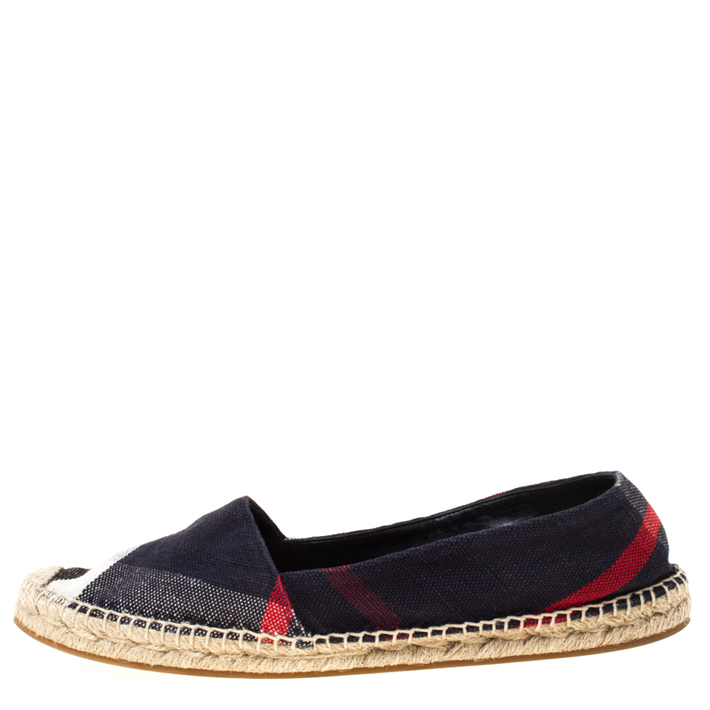 

Burberry Navy Blue Nova Check Canvas Espadrilles Size