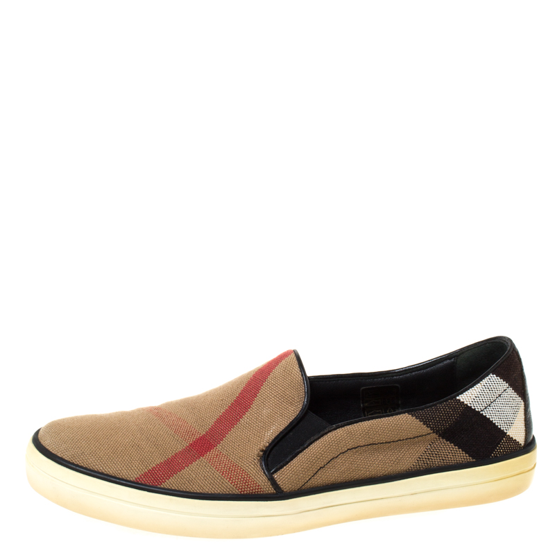 Burberry Brown Check Canvas Slip On 