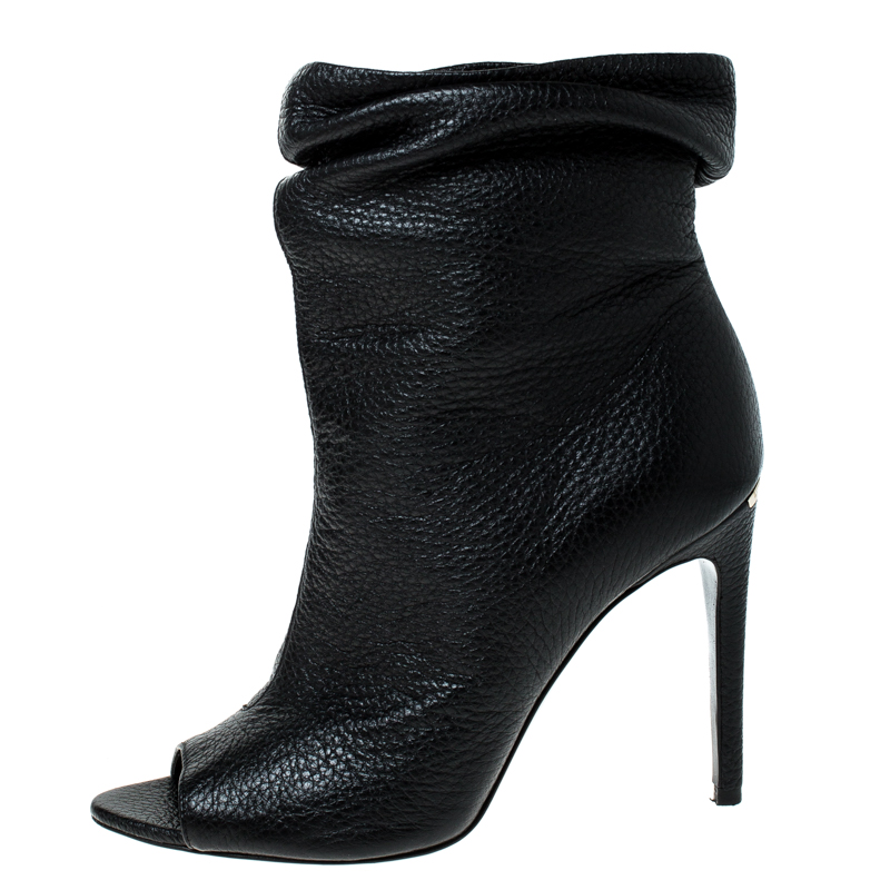 

Burberry Black Leather Open Toe Boots Size