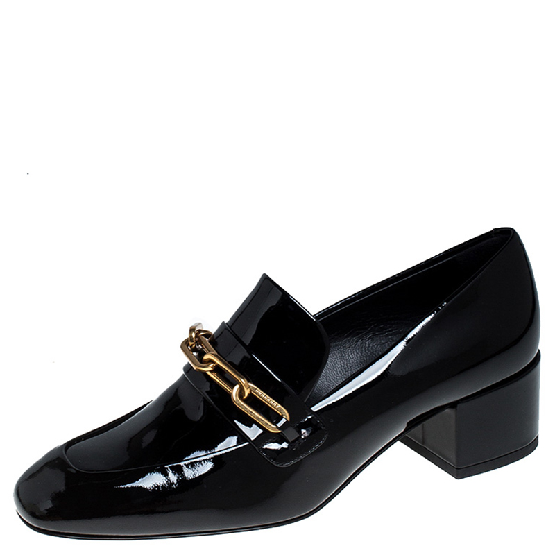 Burberry Black Patent Leather Chillcot Loafer Size 37