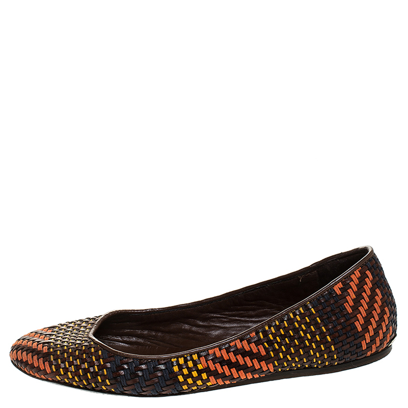 

Burberry Multicolor Woven Leather Ballet Flat Size