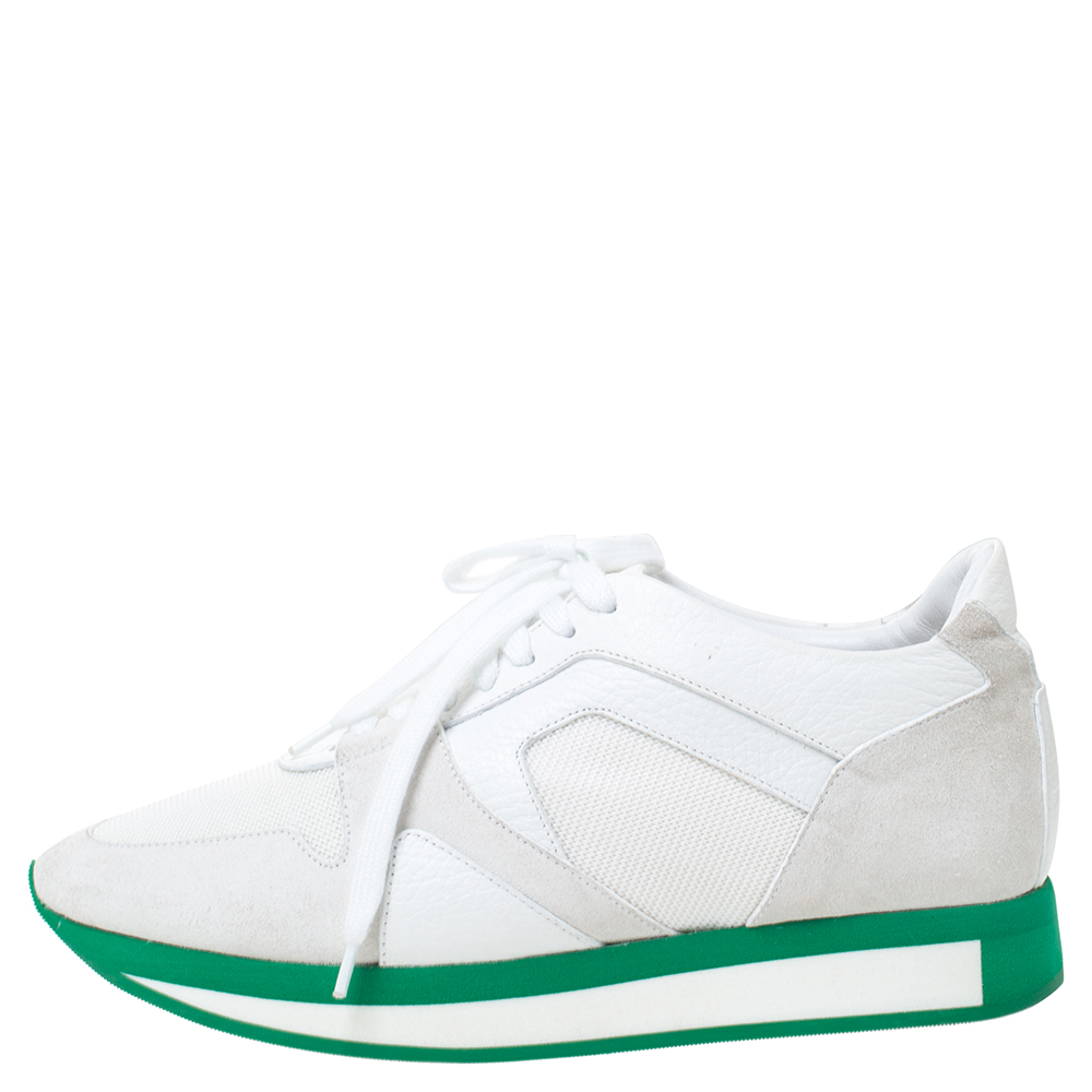 

Burberry White Leather, Suede and Canvas Low Top Sneakers Size