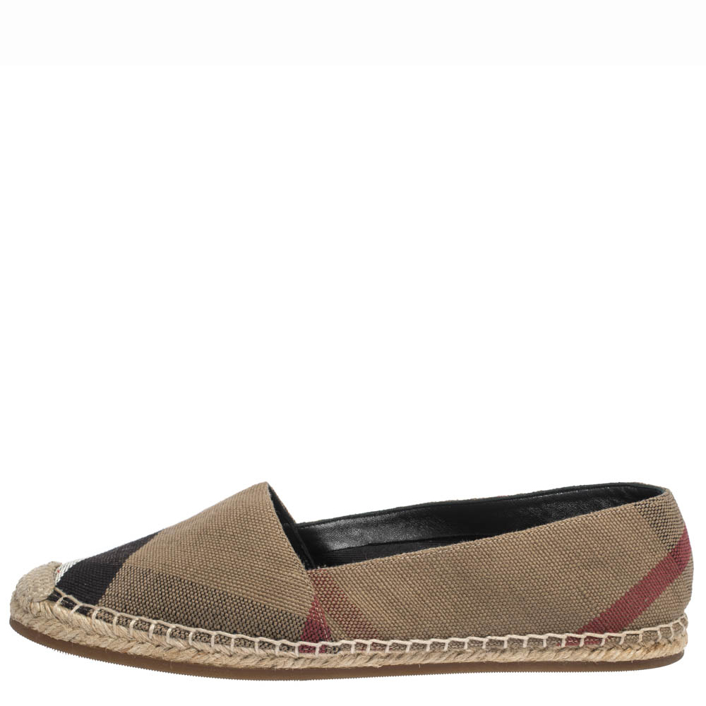 

Burberry Brown Check Canvas Espadrilles Flats Size