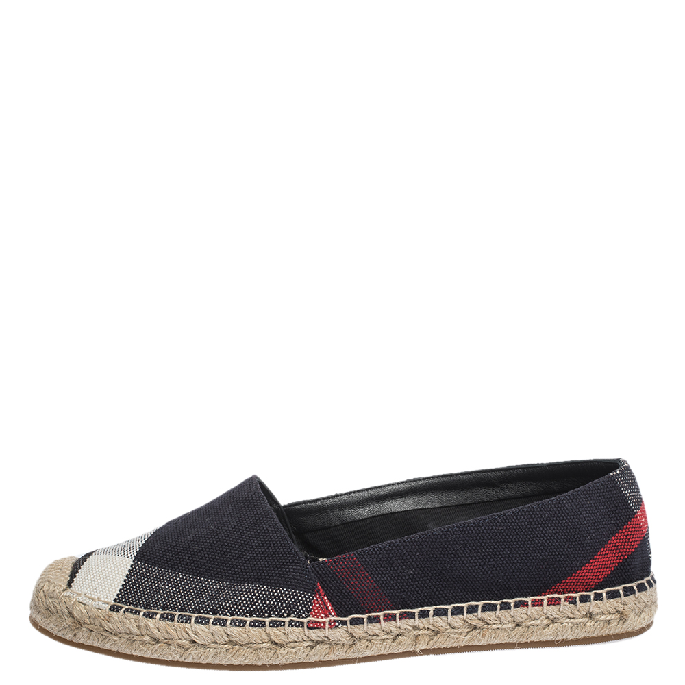 

Burberry Navy Blue Nova Check Canvas Espadrilles Size