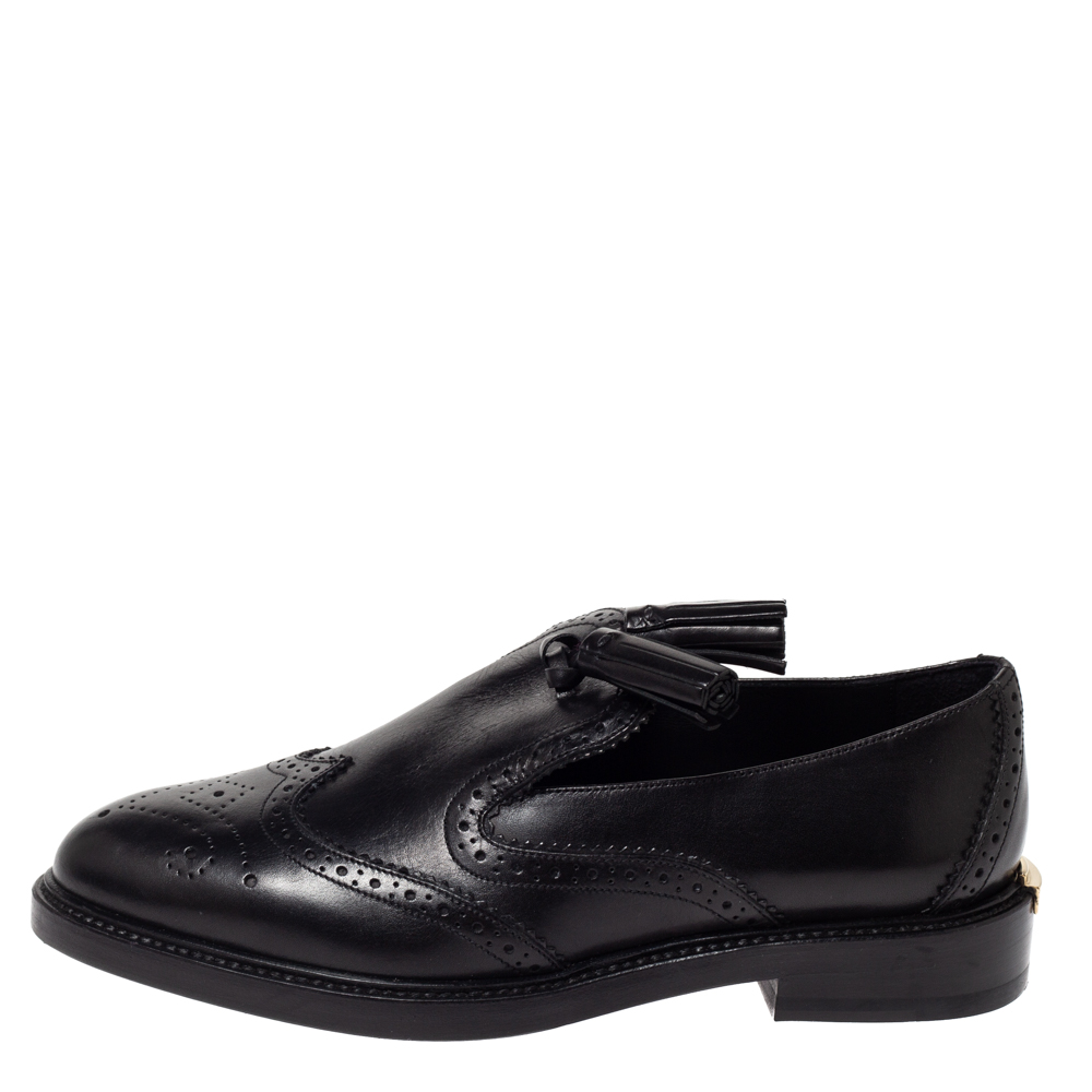 

Burberry Black Brogue Leather Tassel Detail Loafers Size