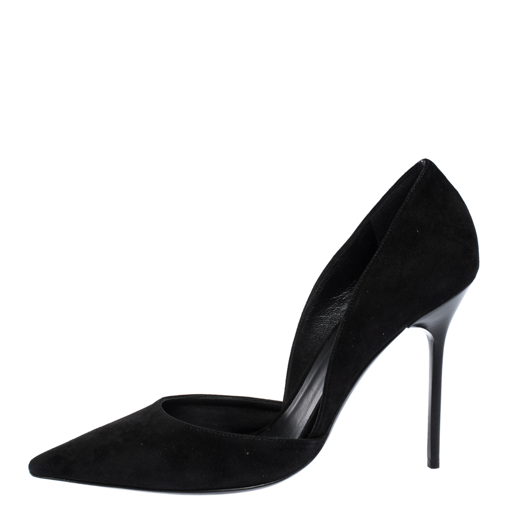 

Burberry Black Suede Leather Virna D 'Orsay Pointed Toe Pumps Size