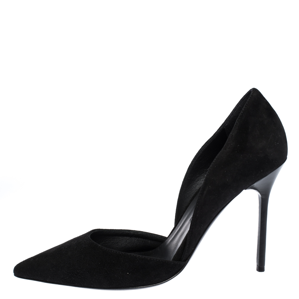 

Burberry Black Suede Leather Virna D 'Orsay Pointed Toe Pumps Size