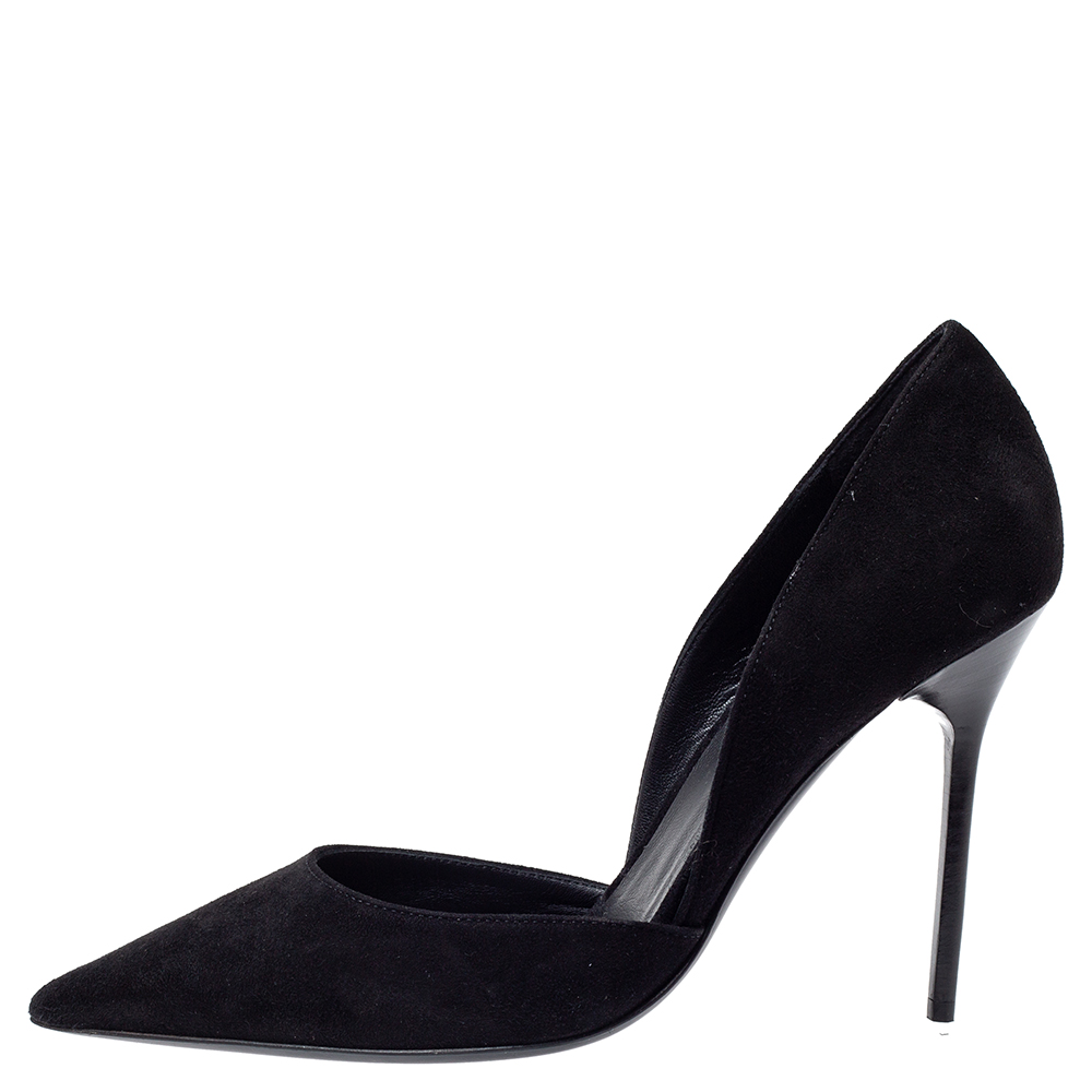 

Burberry Black Suede Leather Virna D 'Orsay Pointed Toe Pumps Size