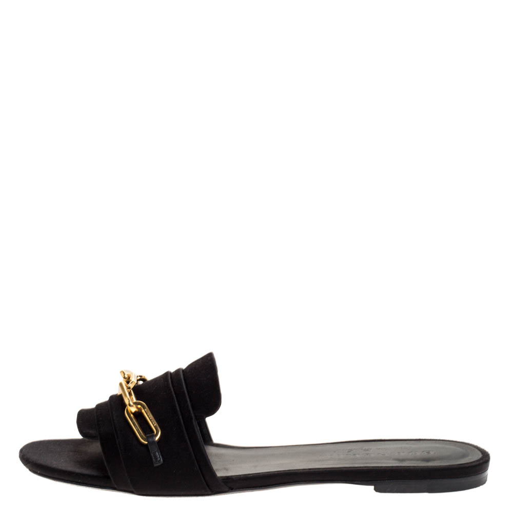 

Burberry Black Satin Coleford Slide Flats Size