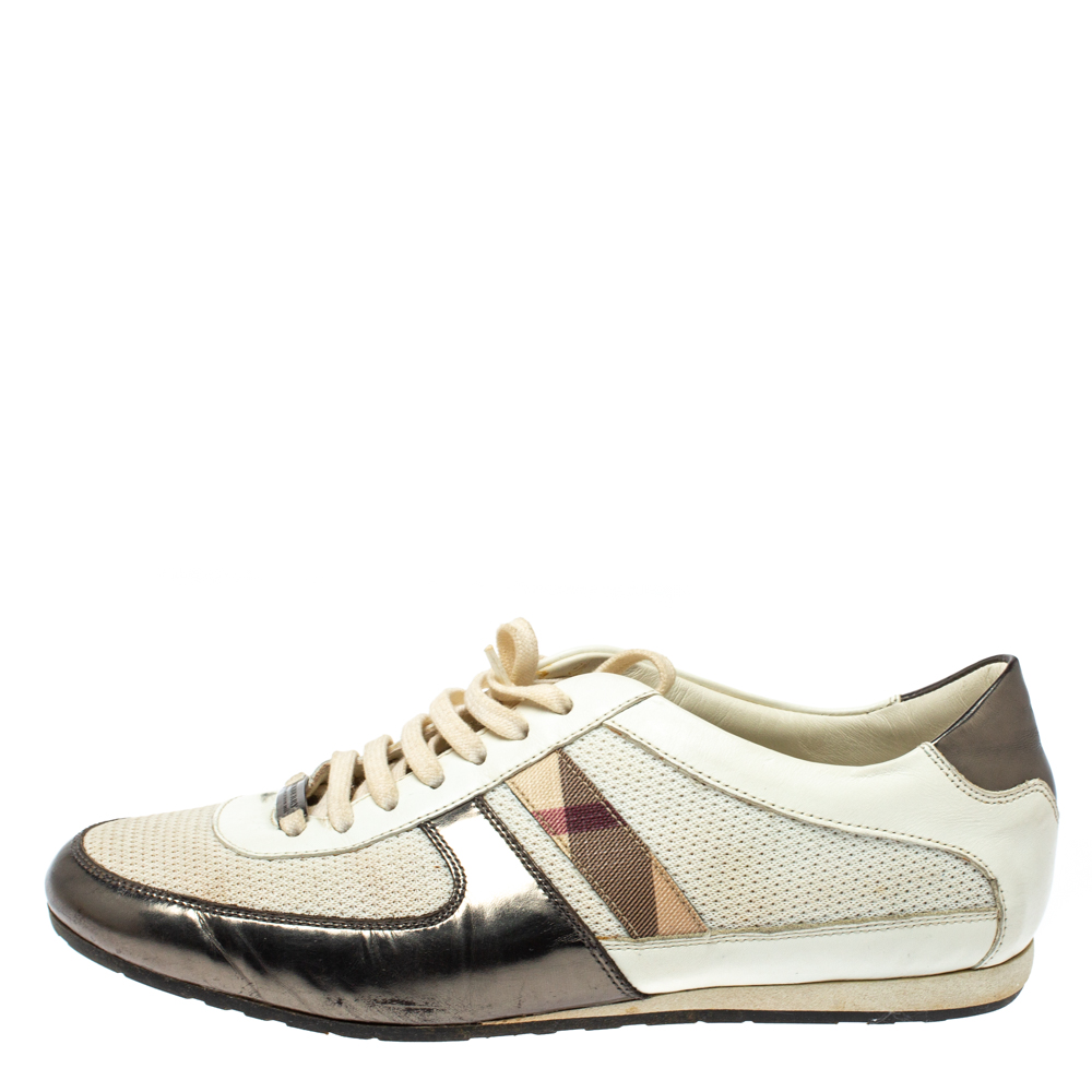 

Burberry White Leather and Mesh Low Top Sneakers Size