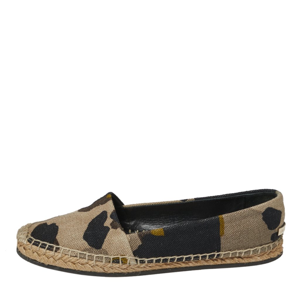 

Burberry Beige Camo Print Canvas Slip on Espadrilles Size